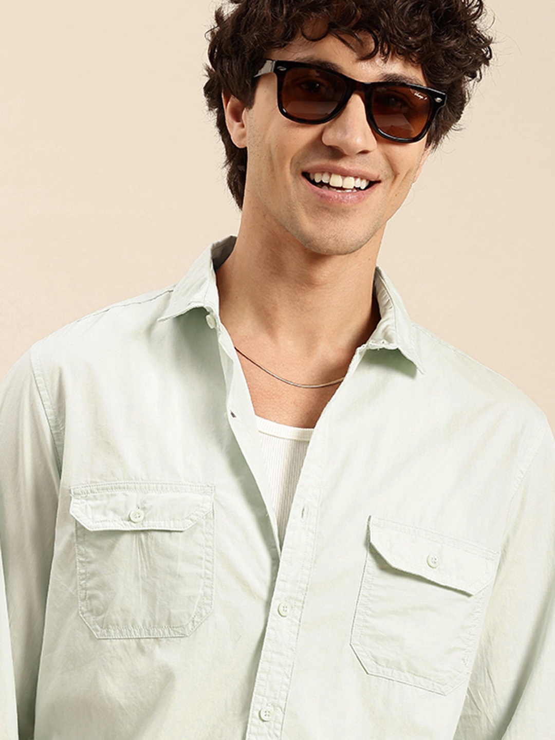 

Mast & Harbour Pure Cotton Opaque Casual Shirt, Green
