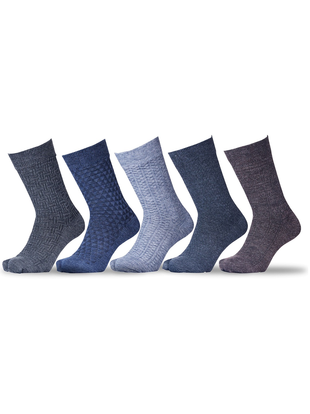 

RC. ROYAL CLASS Women Pack of 5 Self Design Calf-Length Thumb Cut Socks, Blue