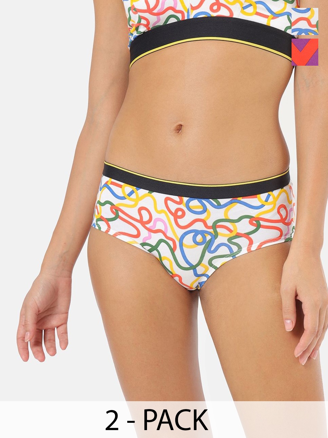 

bummer Pack of 2 Anti Microbial Mid Waist Hipster Briefs-HISTCH02S, White