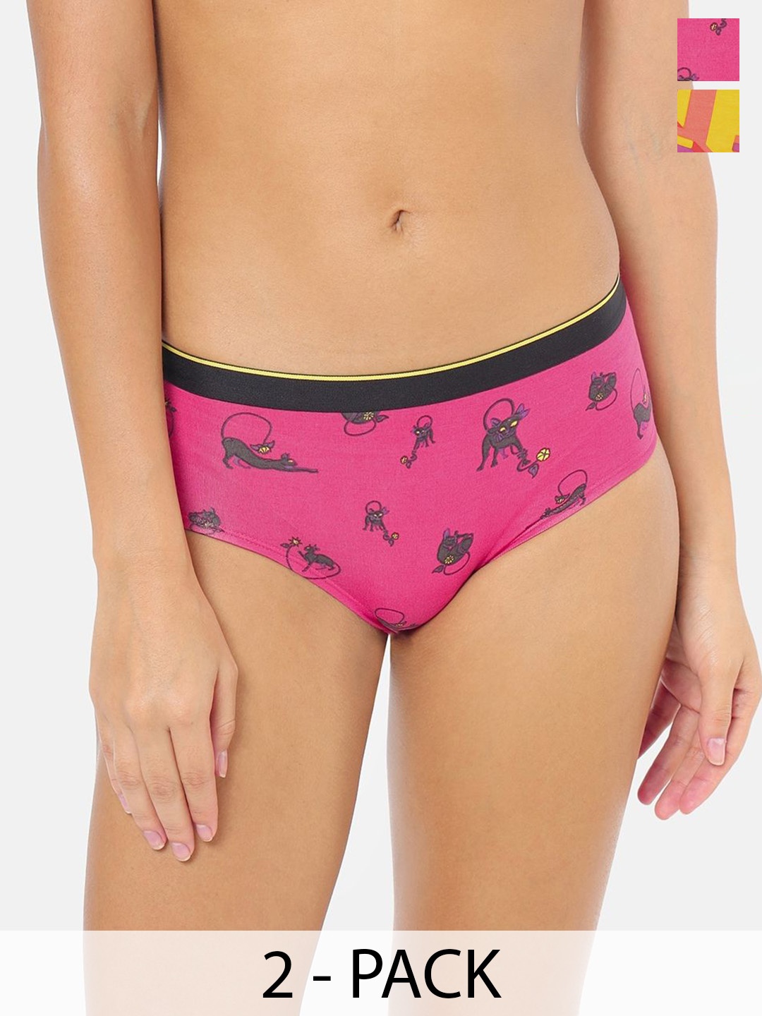 

bummer Pack of 2 Women Anti Microbial Mid Waist Hipster Briefs, Red