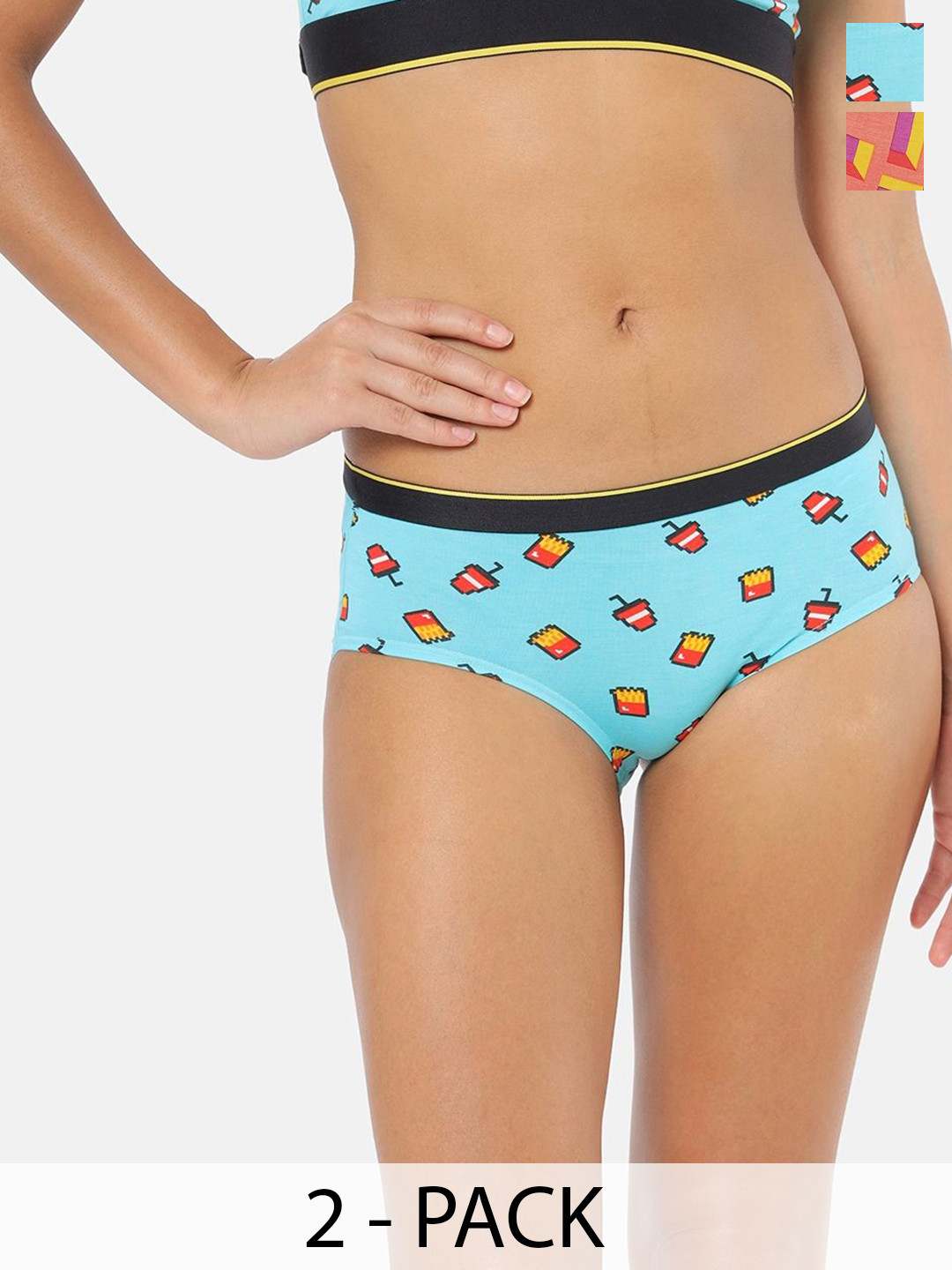 

bummer Pack Of 2 Printed Seamless Hipster Briefs, Blue