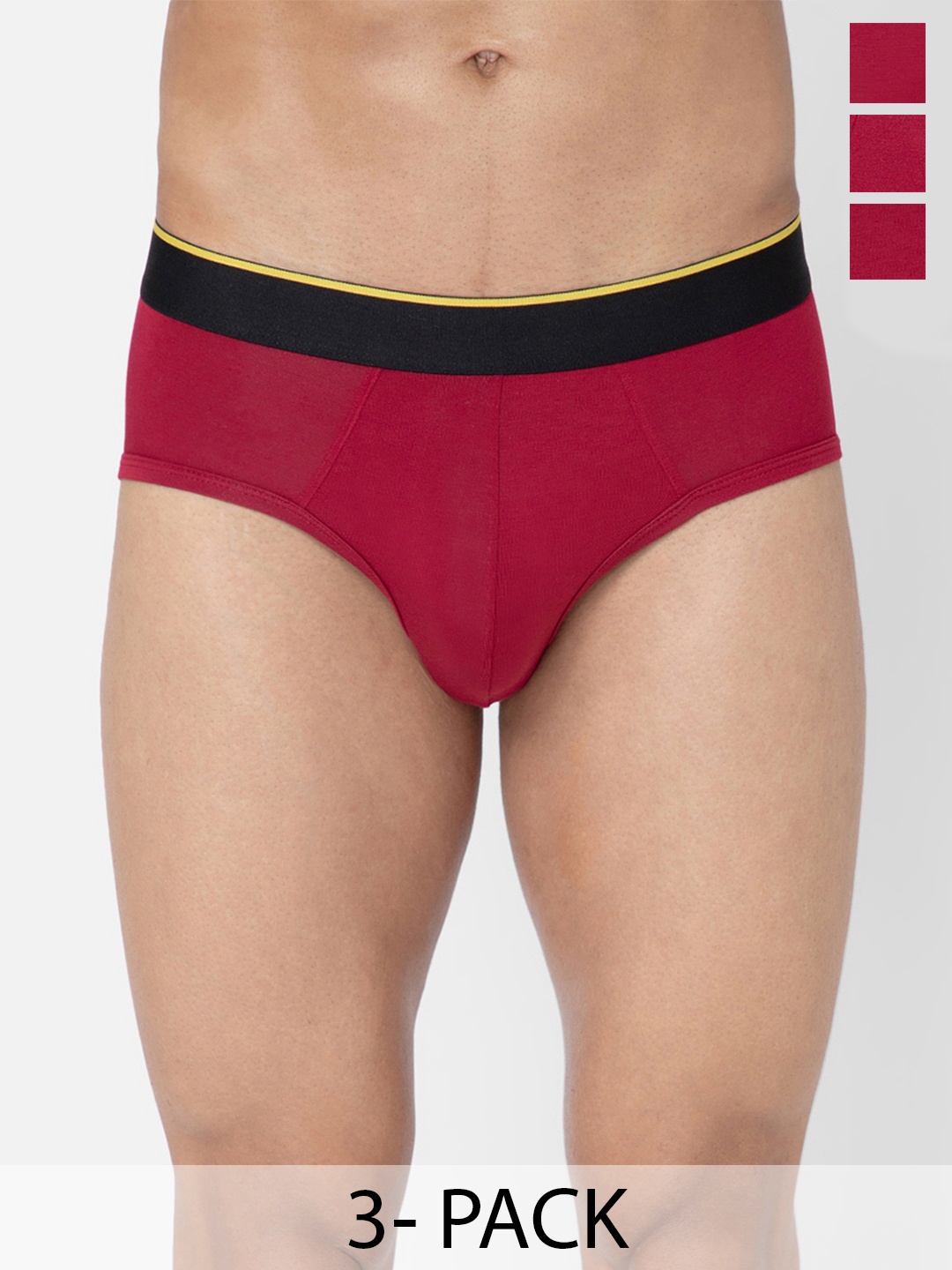 

bummer Men Pack of 3 Anti Microbial Mid Waist Basic Briefs-BRGEGEGE03L, Maroon