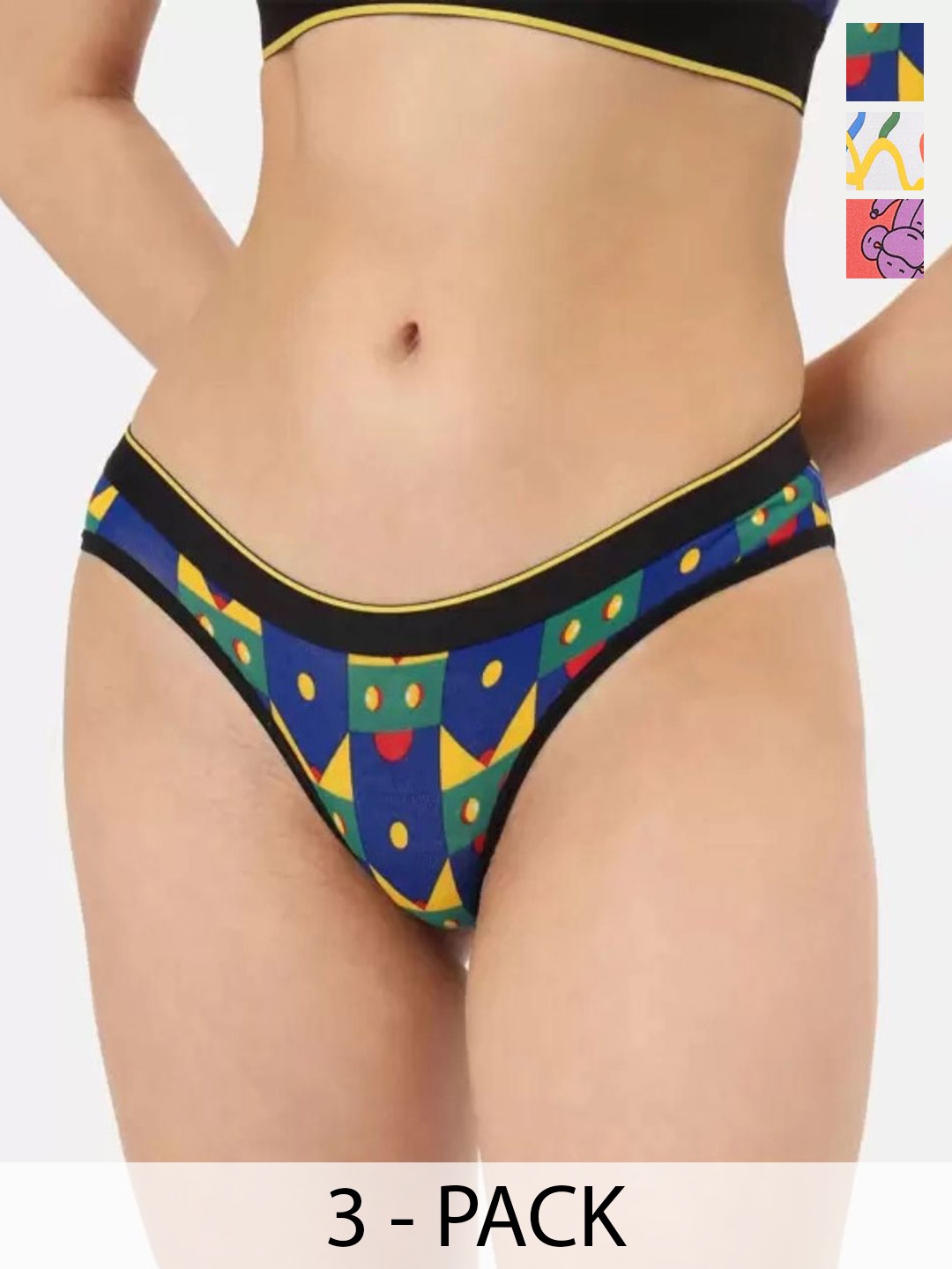 

bummer Pack of 3 Anti Microbial Mid Waist Bikini Briefs-BILZSTFL03S, White