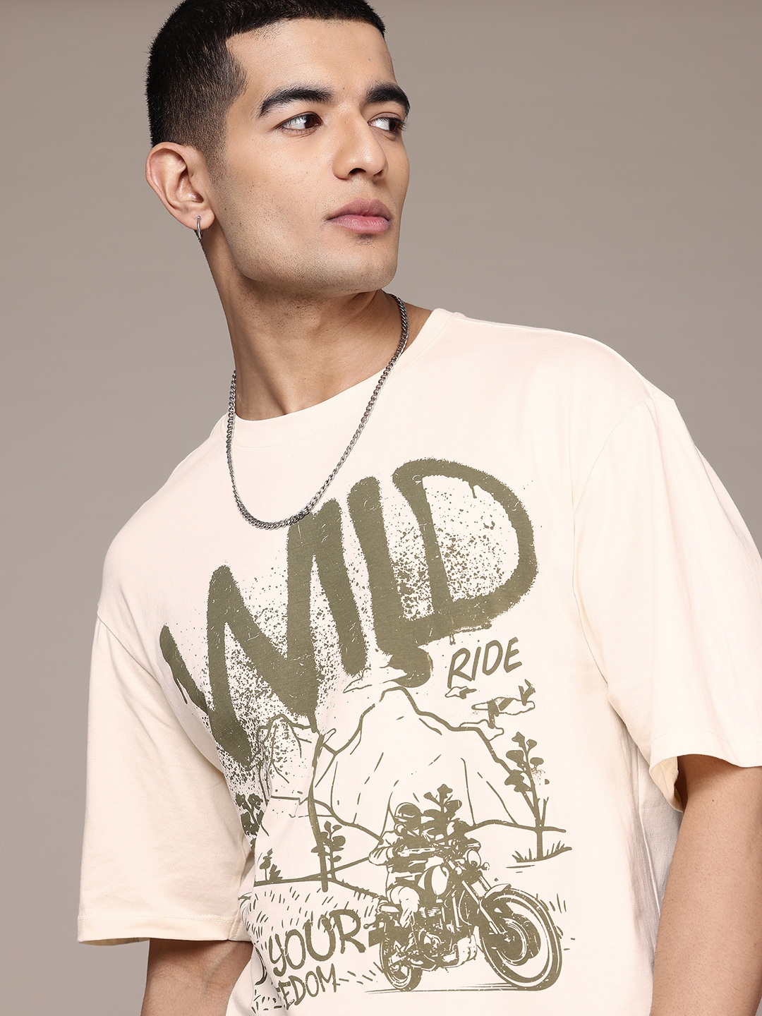 

The Roadster Lifestyle Co. Graphic Printed T-shirt, Beige