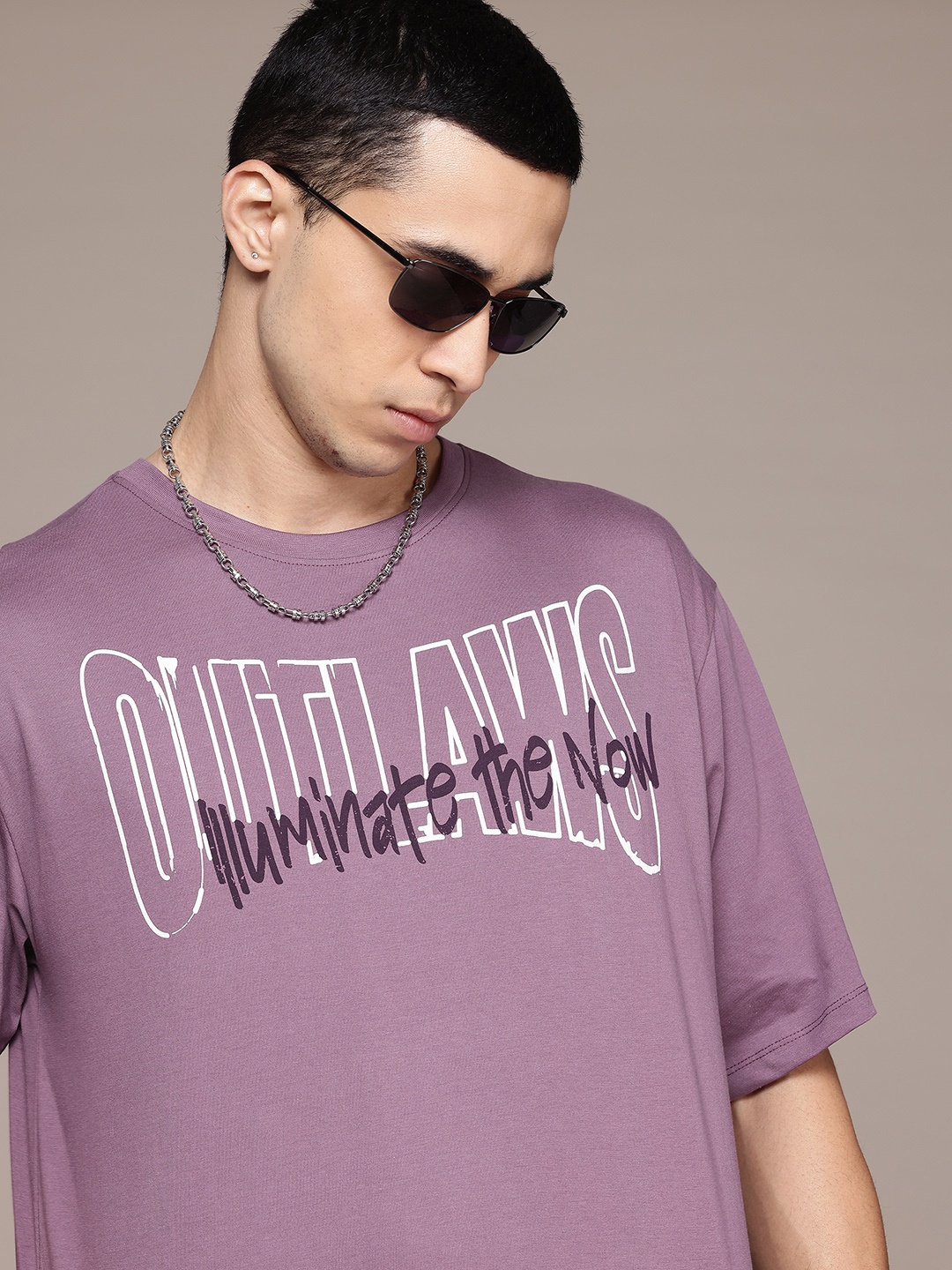 

The Roadster Lifestyle Co. Typography Printed T-shirt, Mauve