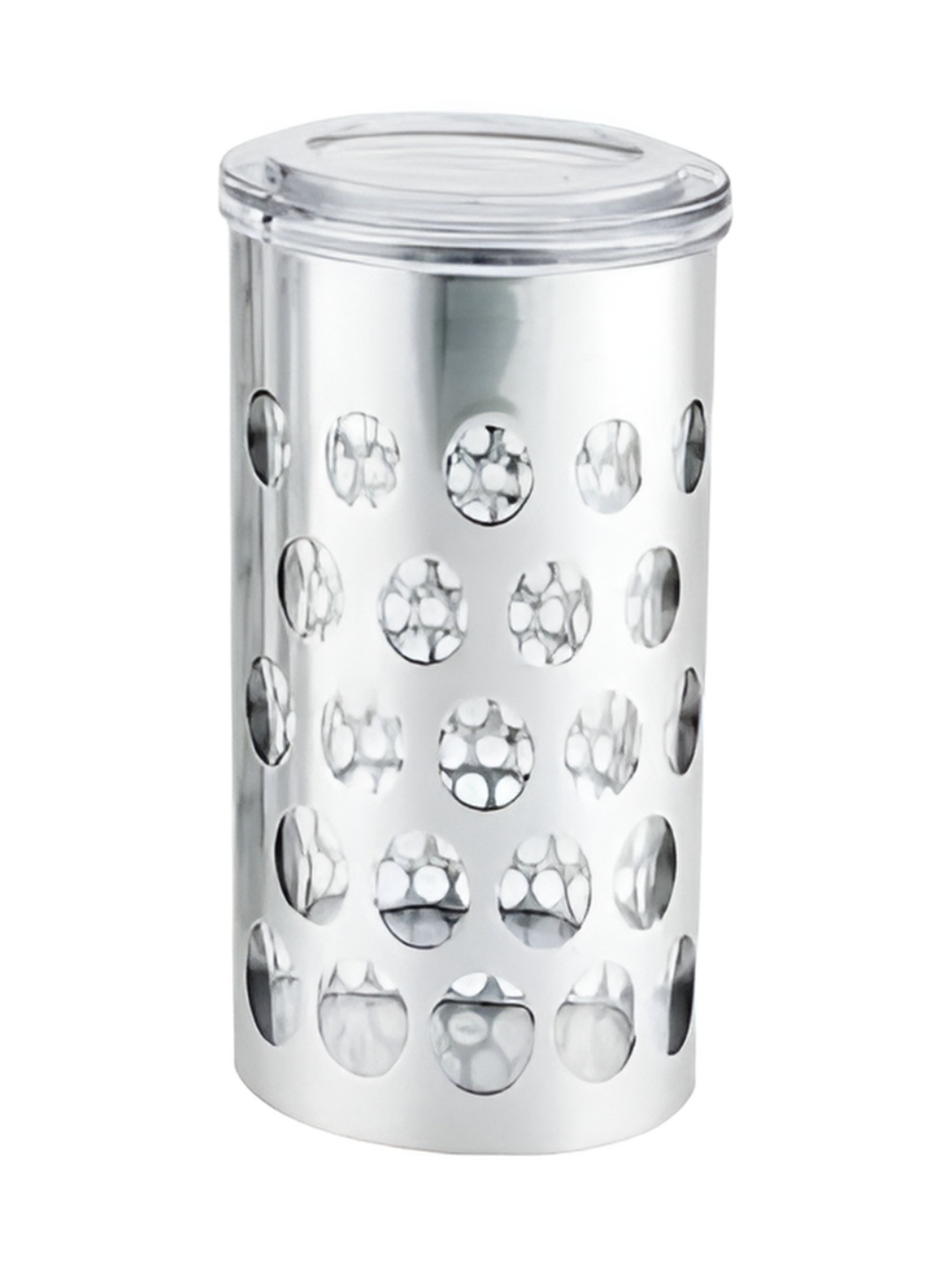 

Premsons Silver Toned Polka Dot Canister Jar