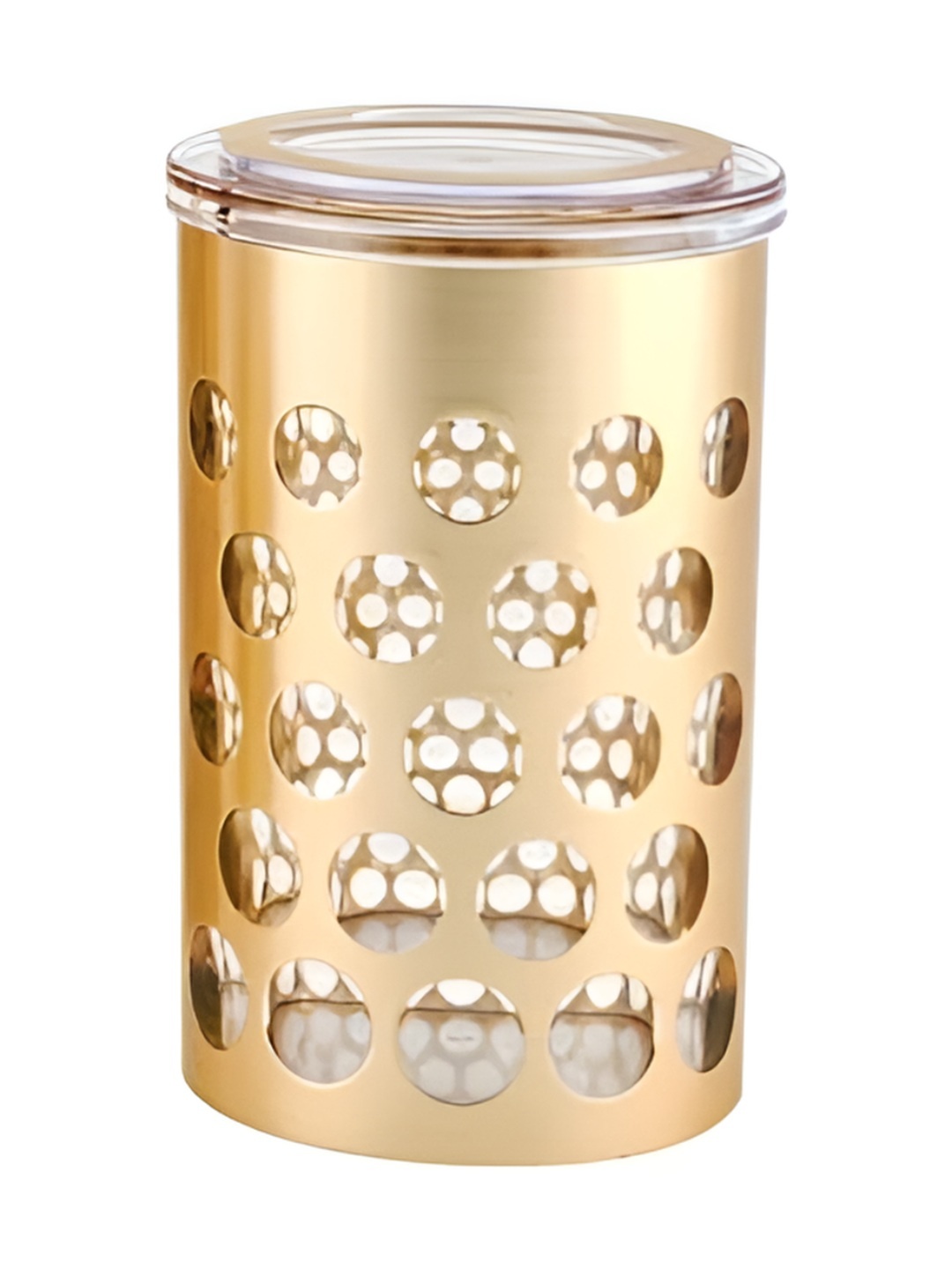 

Premsons Gold Toned Glass Polka Dot Canister Jar
