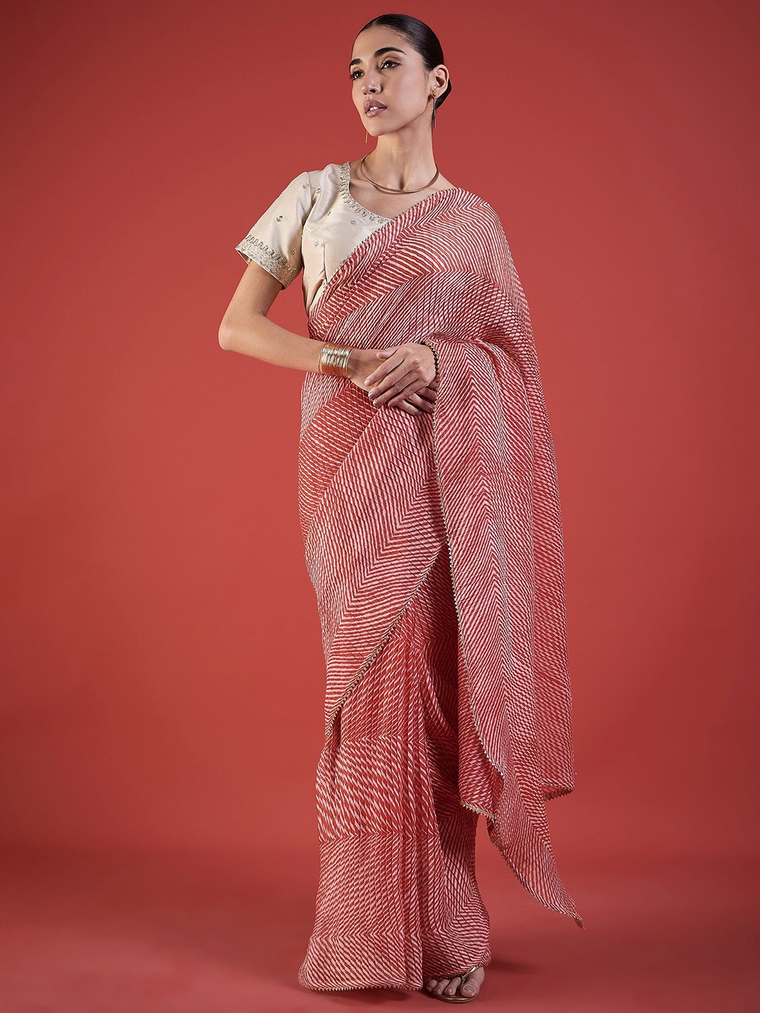 

all about you Embellished Pure Chiffon Saree, Pink
