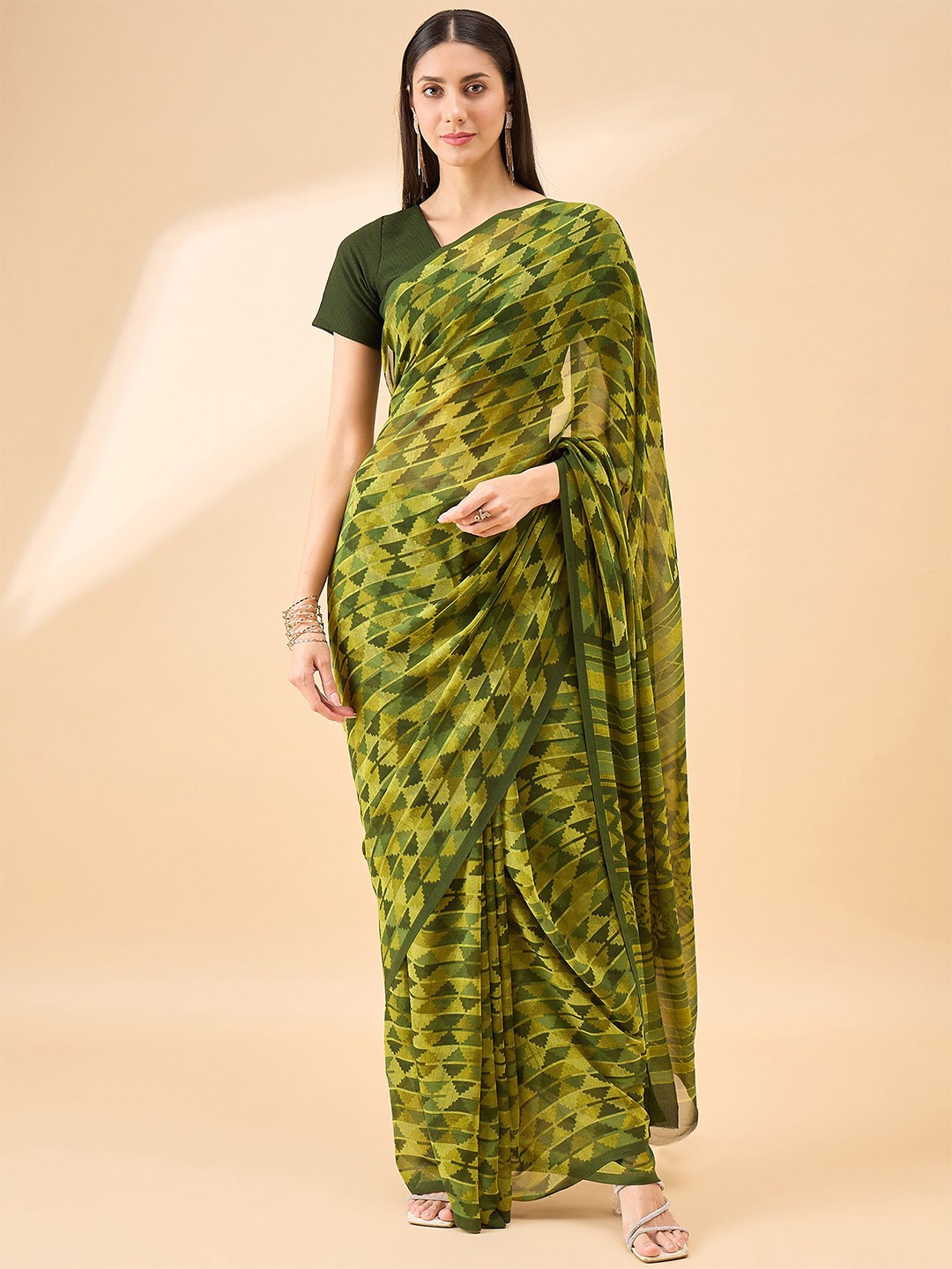 

all about you Pure Georgette Saree, Green