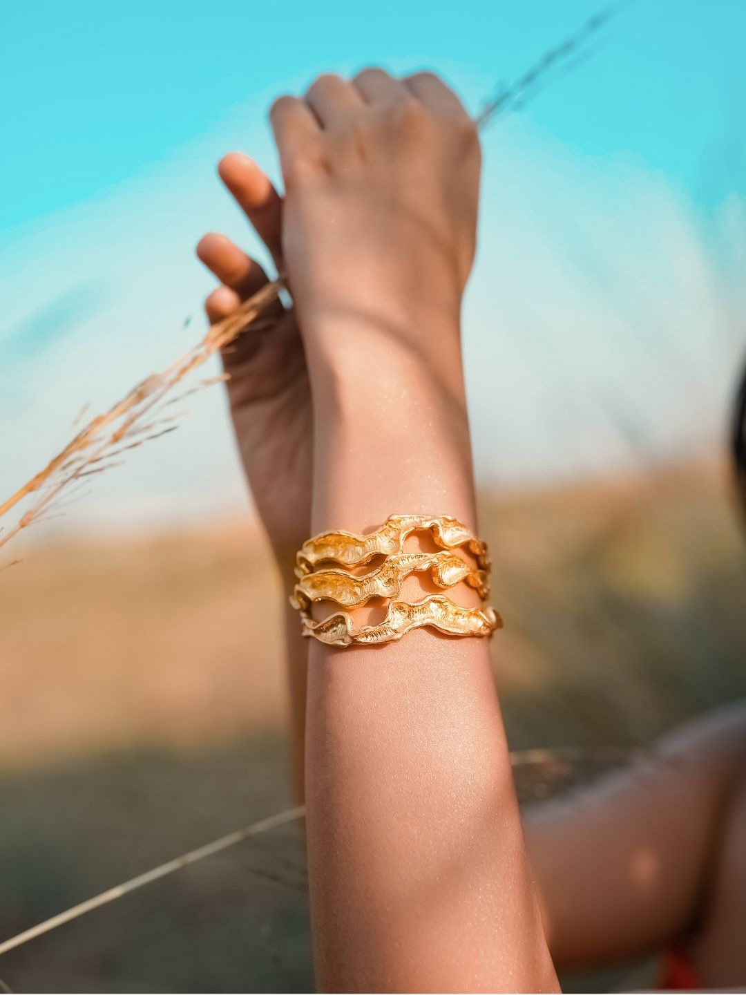 

nihiraa Set Of 3 Gold Plated Brass Pearls Cuff Bracelet