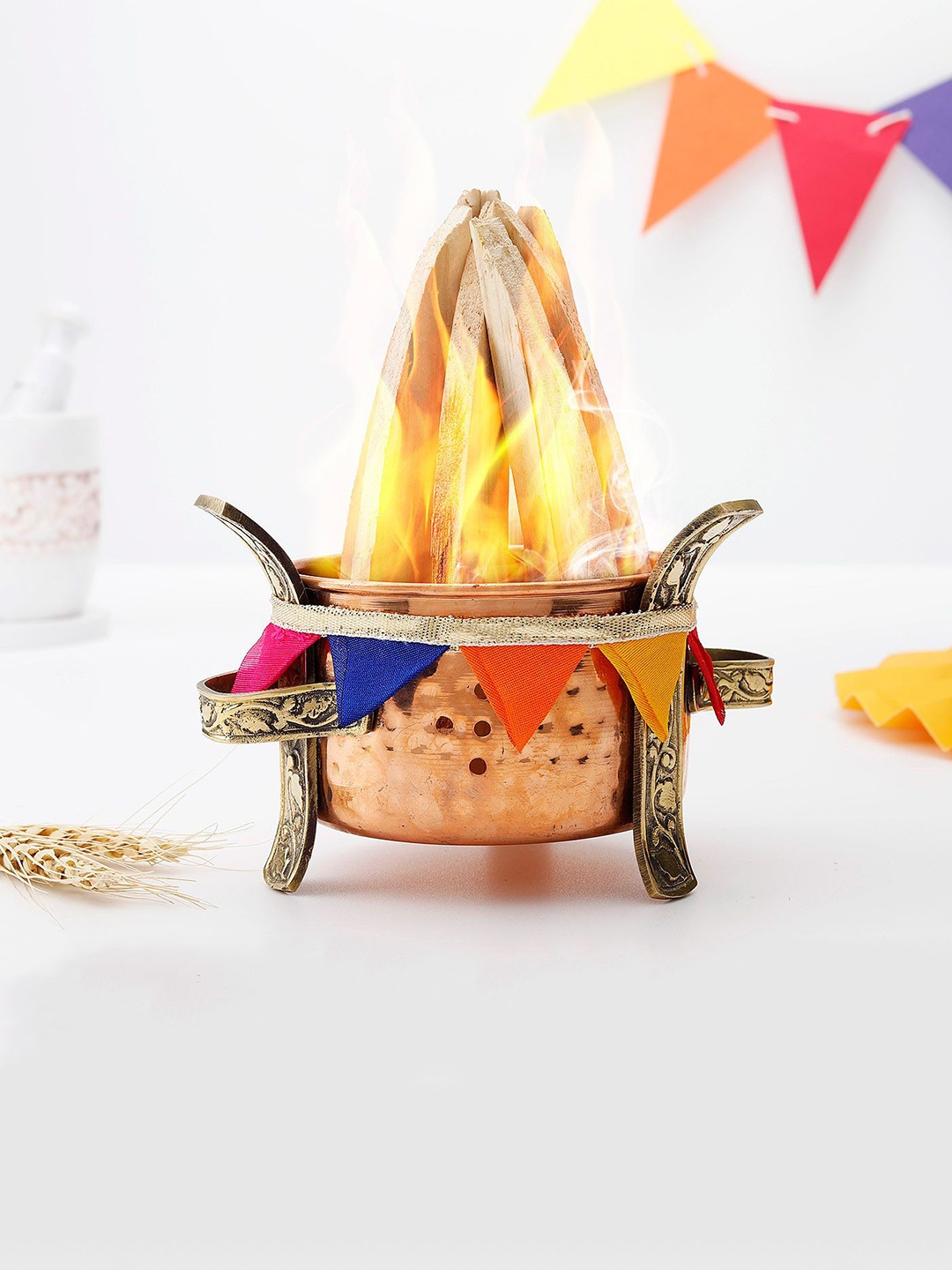 

IGP Metal Bonfire Pit With Wooden Logs, Multi