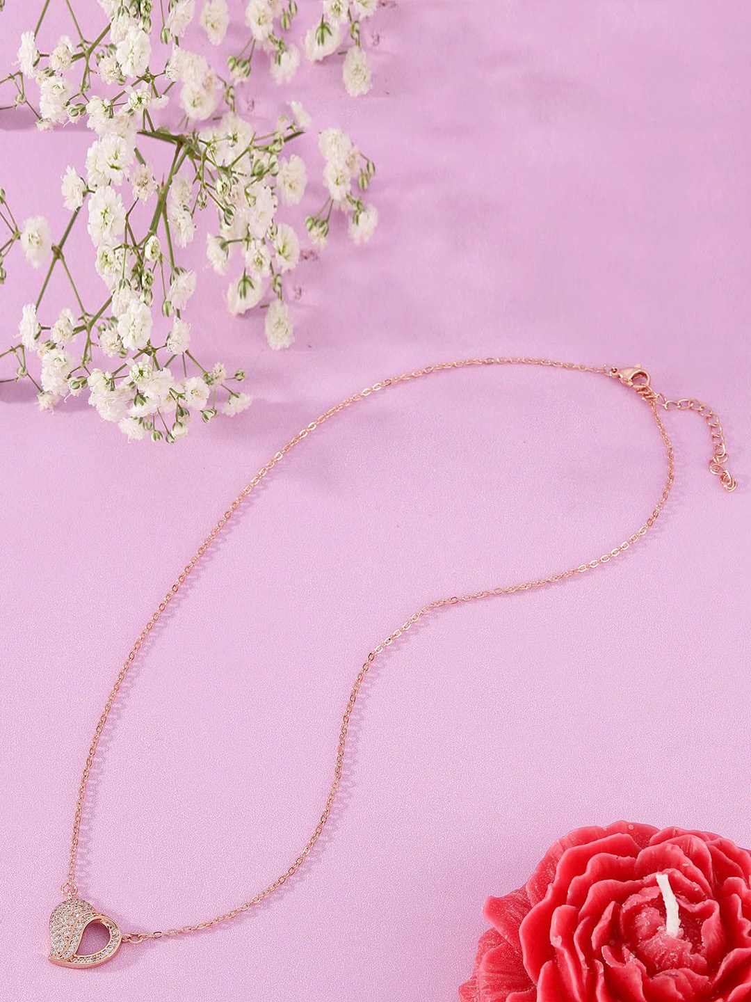 IGP Rose Gold-Plated Swirl Heart Necklace & Chain