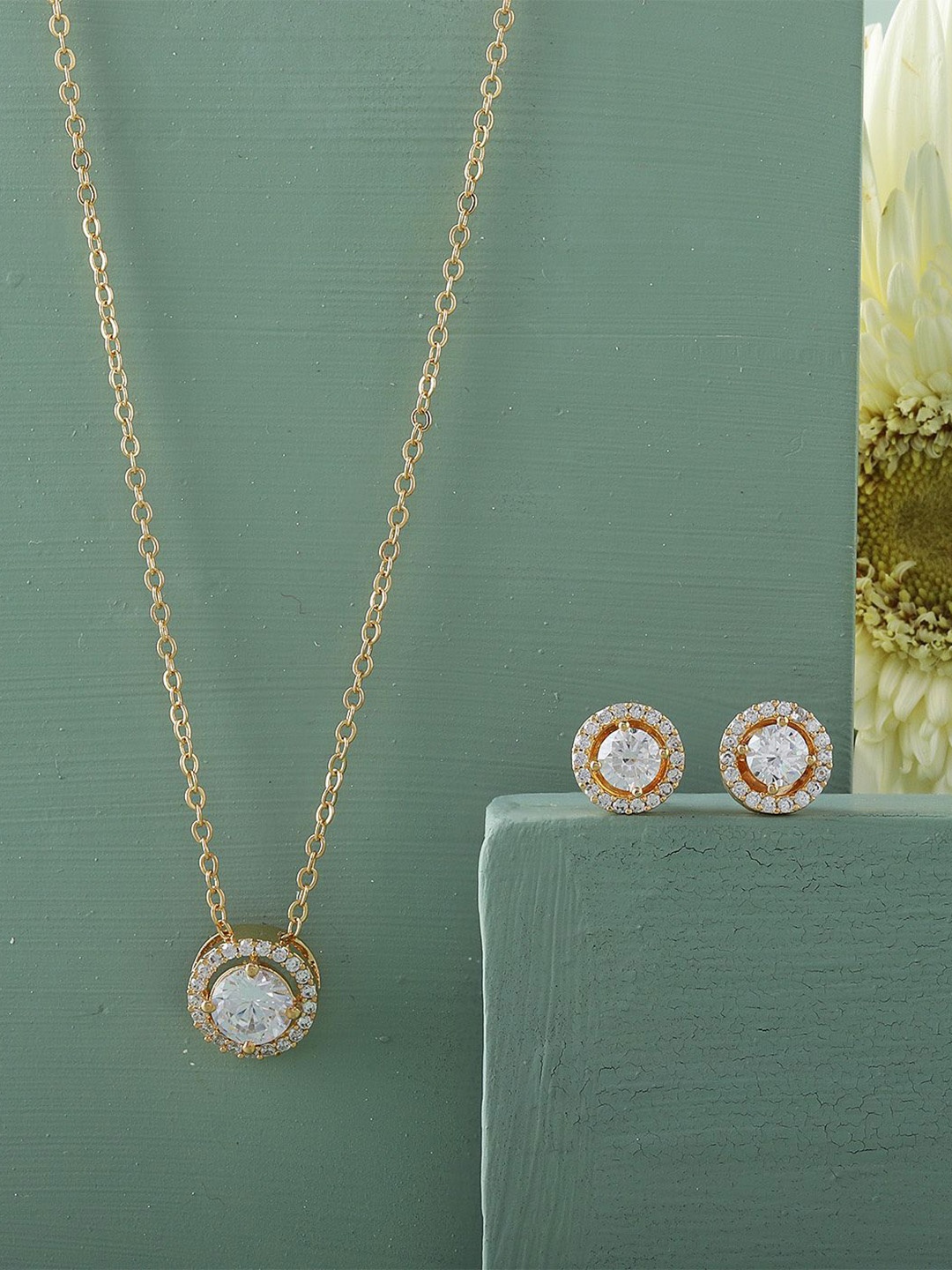 IGP Gold-Plated CZ-Studded Jewellery Set