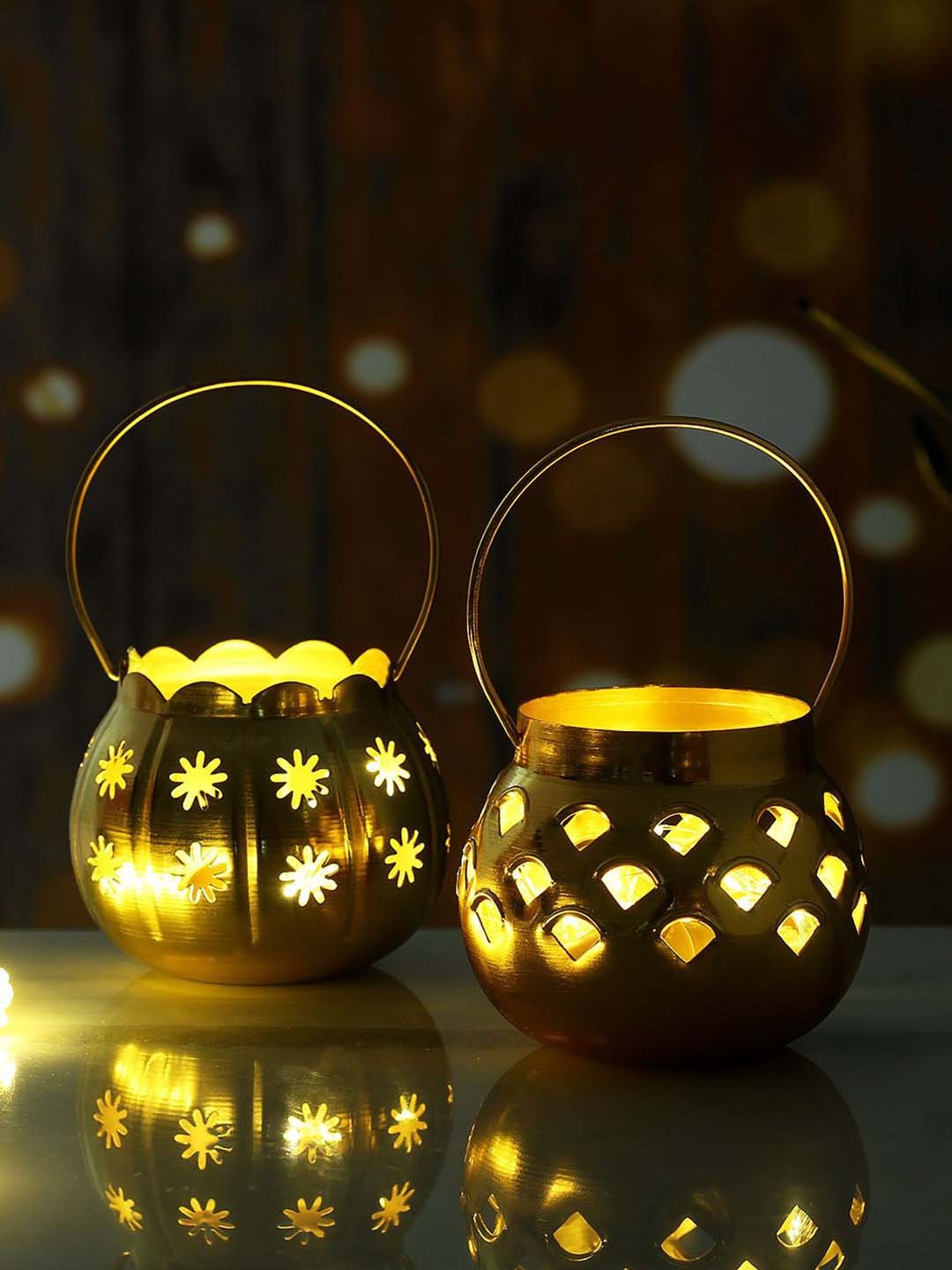

IGP Unisex Set Of 2 Hanging LED Lamps, Gold