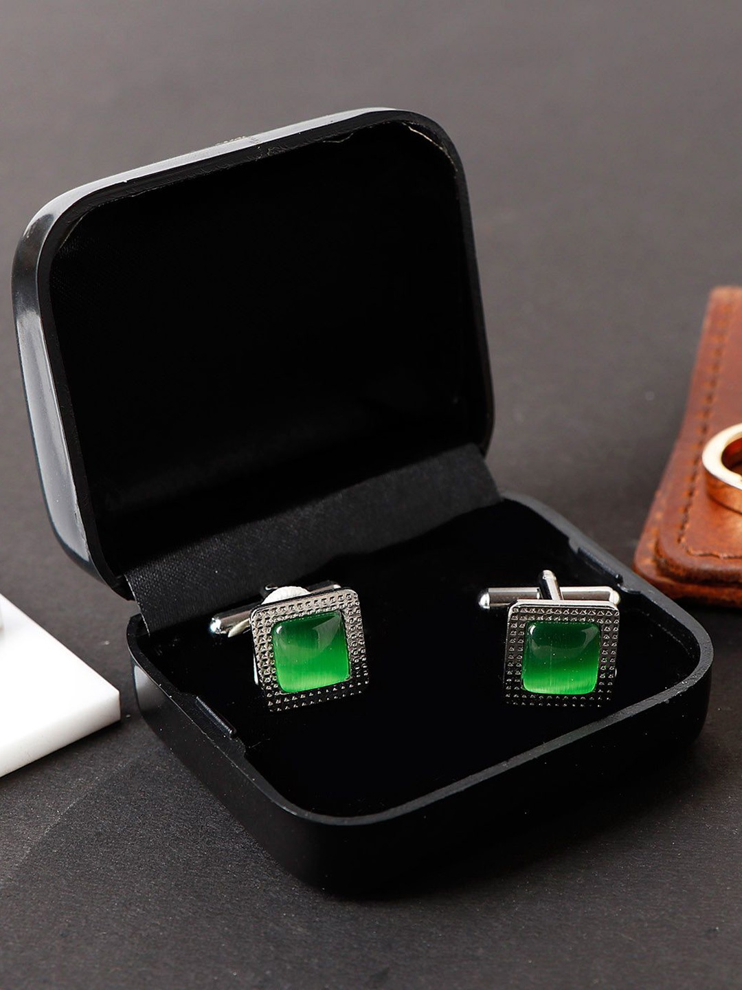 

IGP Stone Square Cufflinks, Green