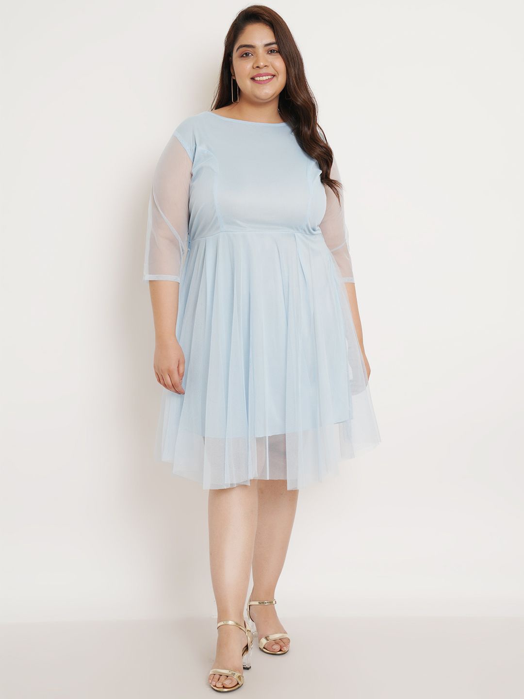 

U&F Beyond Plus Size Fit & Flare Dress, Blue