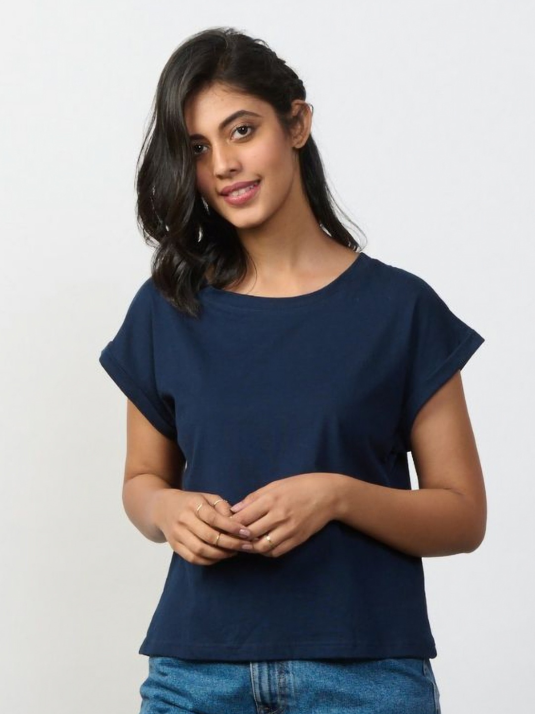 

Creatures of Habit Women Pima Boxy Fit Tshirt, Navy blue
