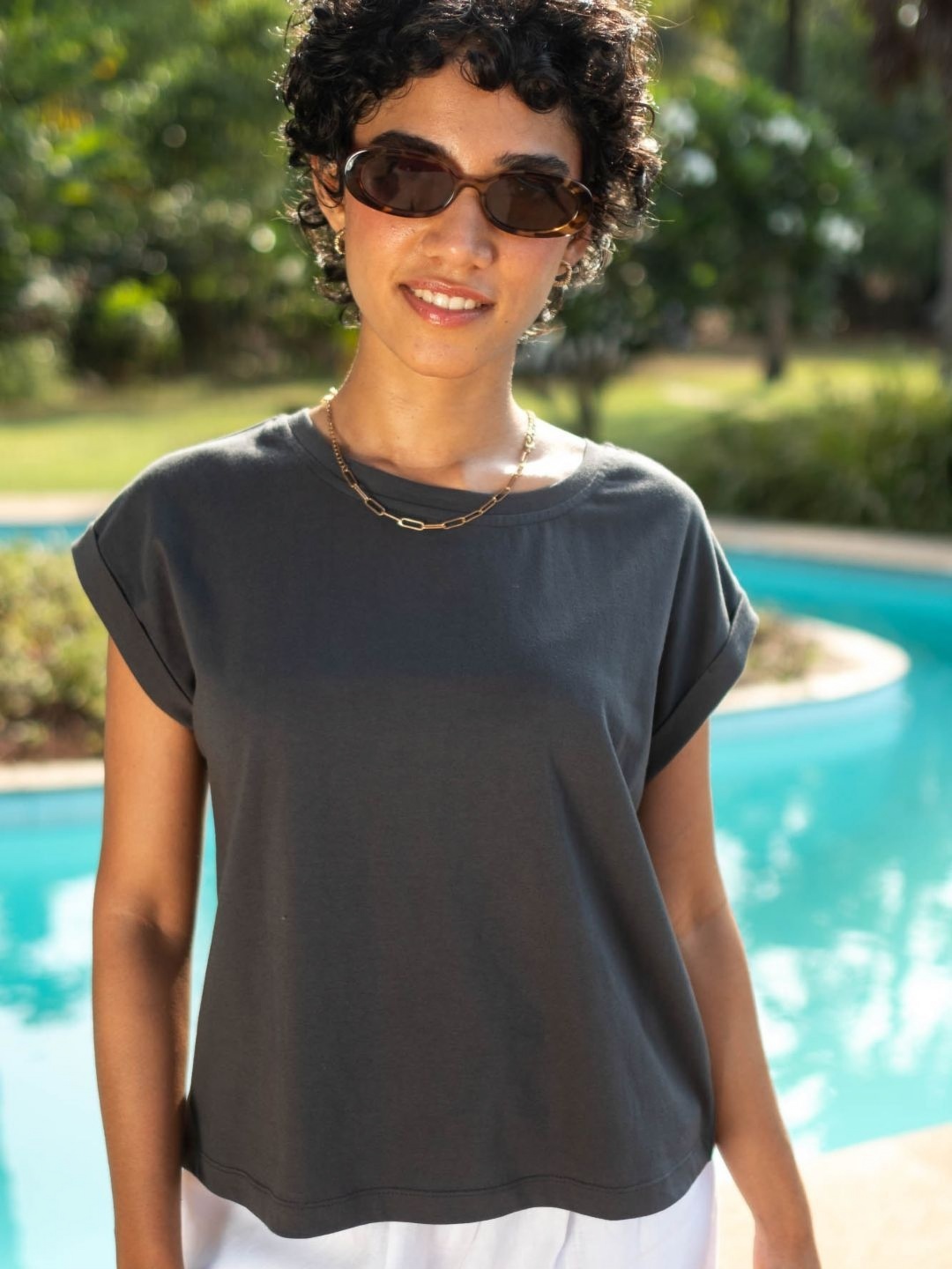 

Creatures of Habit Women Pima Boxy Fit Tshirt, Grey