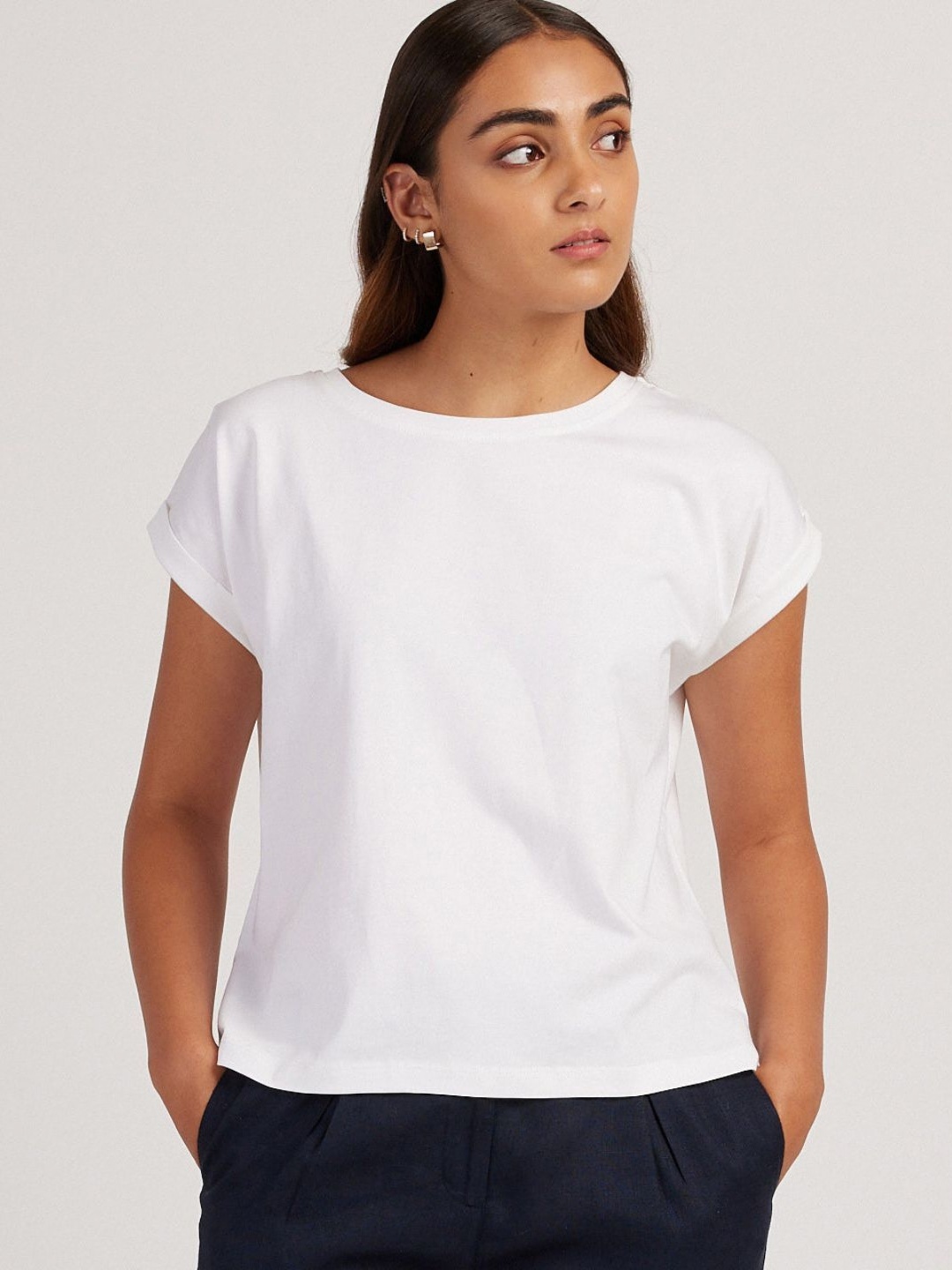 

Creatures of Habit Women Pima Boxy Fit Tshirt, White