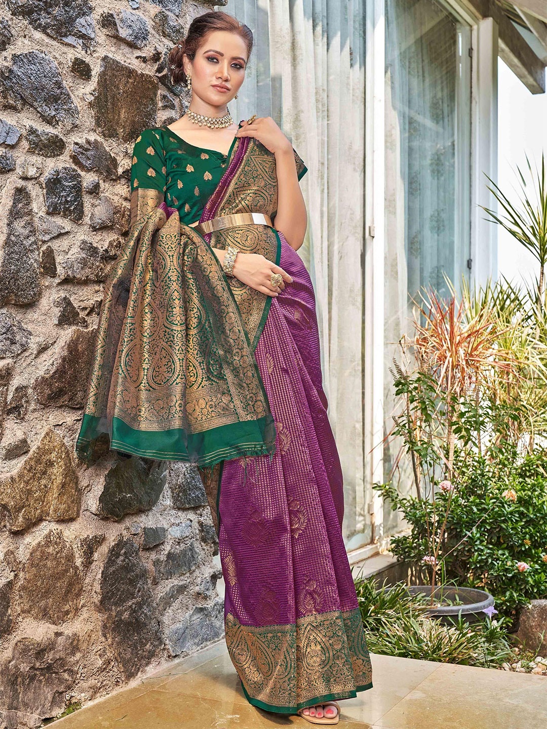 

DIVASTRI Woven Design Zari Mangalagiri Saree, Pink