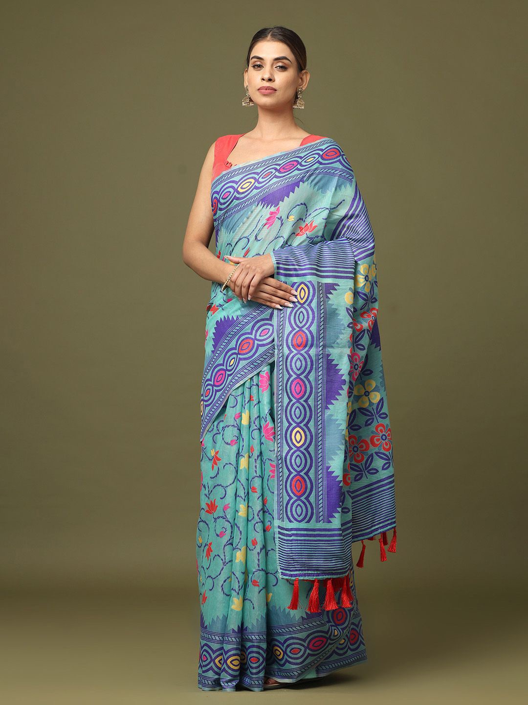 

VASTRANAND Woven Design Jamdani Saree, Blue