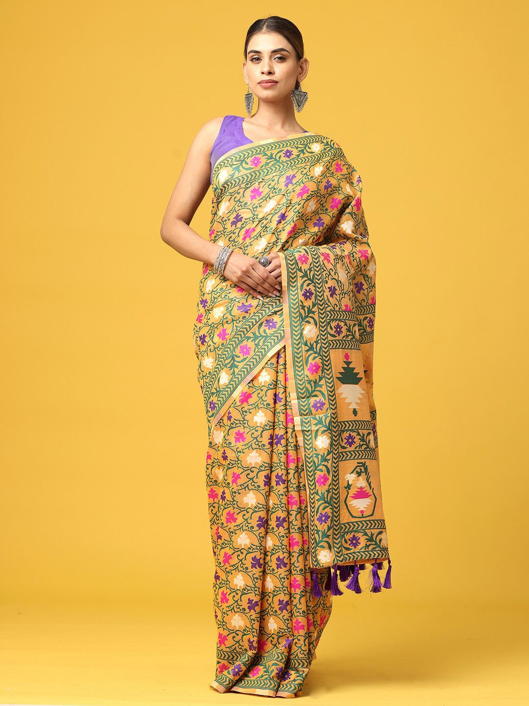 

VASTRANAND Woven Design Zari Jamdani Saree, Orange