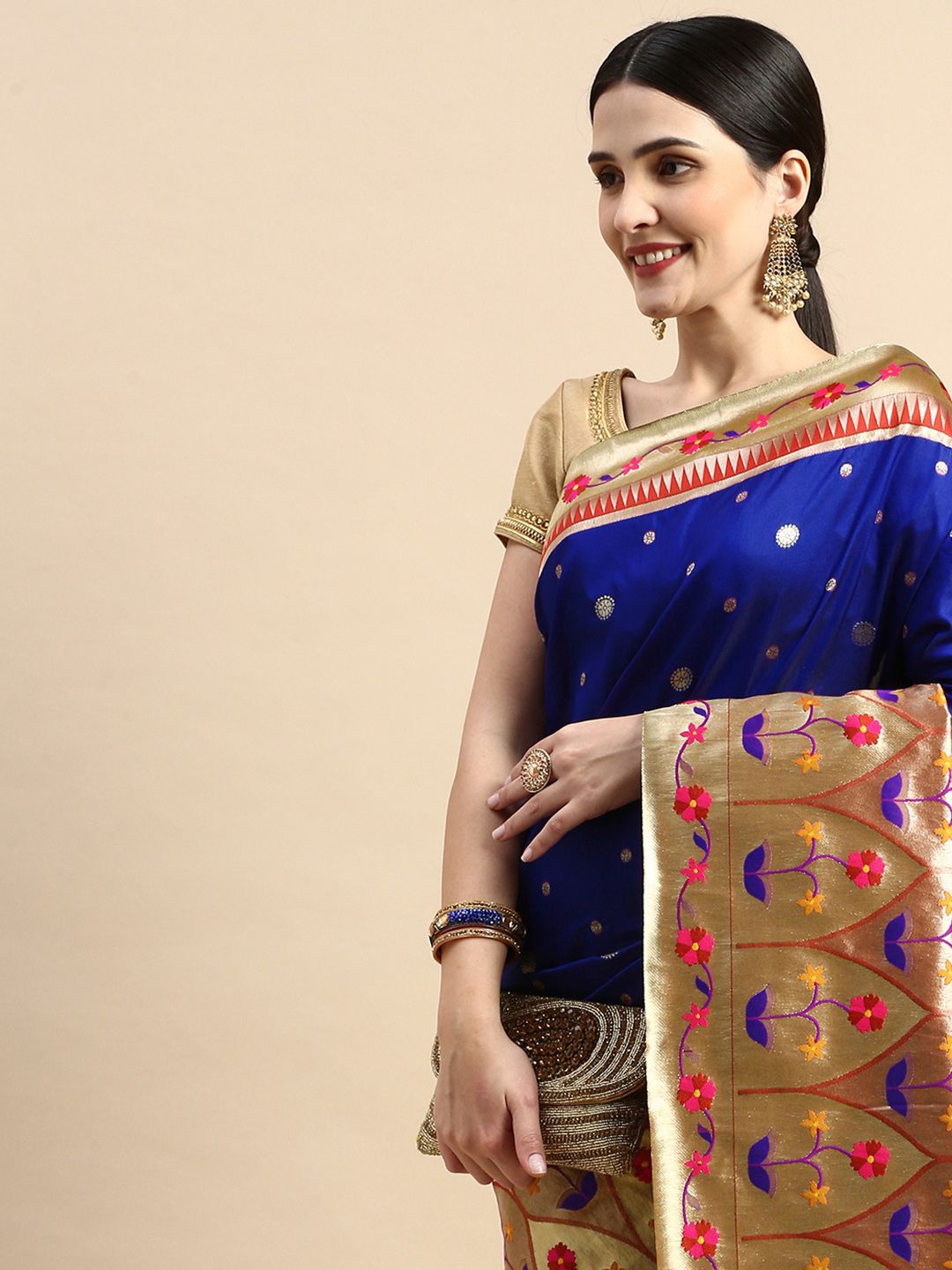 

VASTRANAND Ethnic Motif Zari Woven Banarasi Saree, Blue