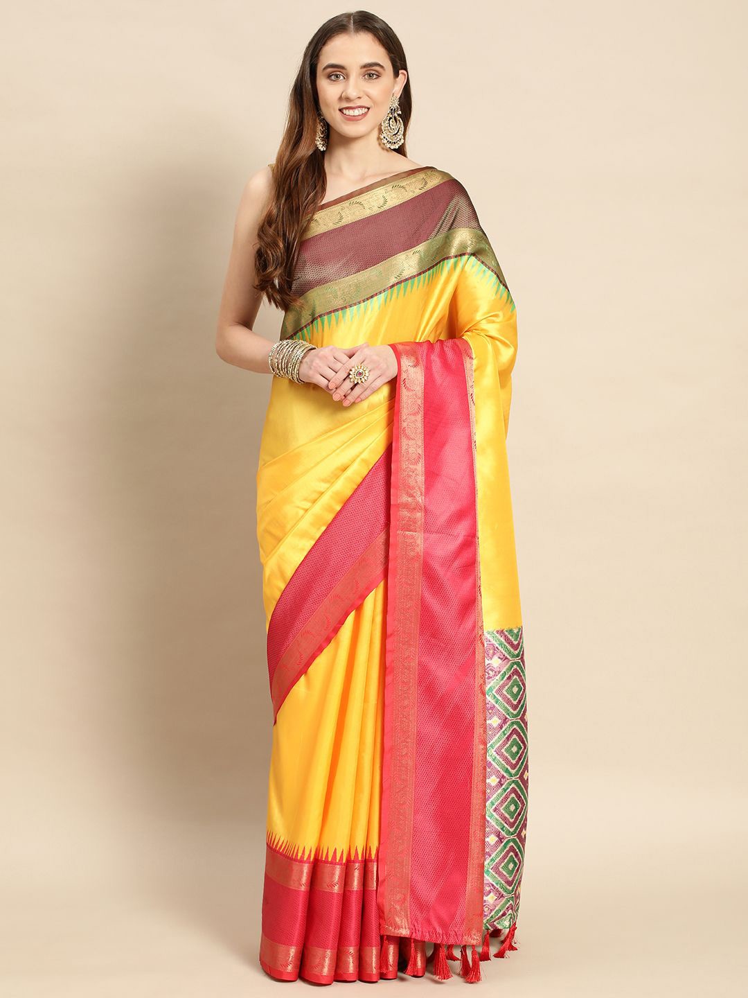 

VASTRANAND Woven Design Zari Banarasi Saree, Yellow