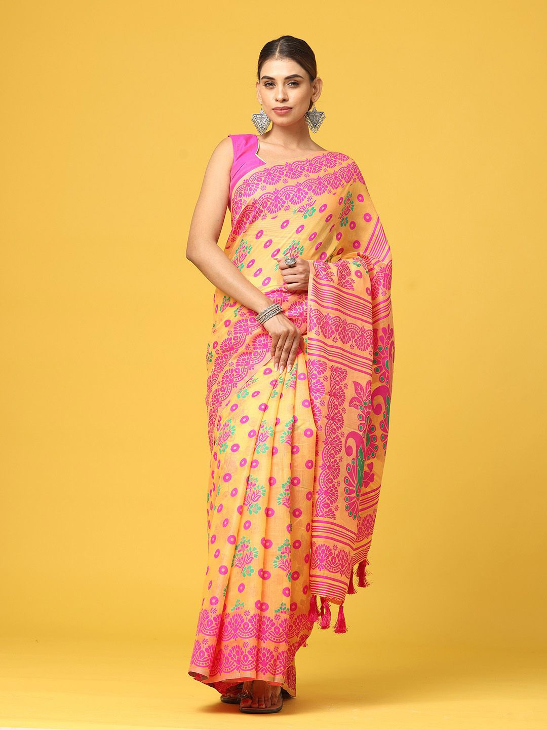 

VASTRANAND Woven Design Zari Jamdani Saree, Orange