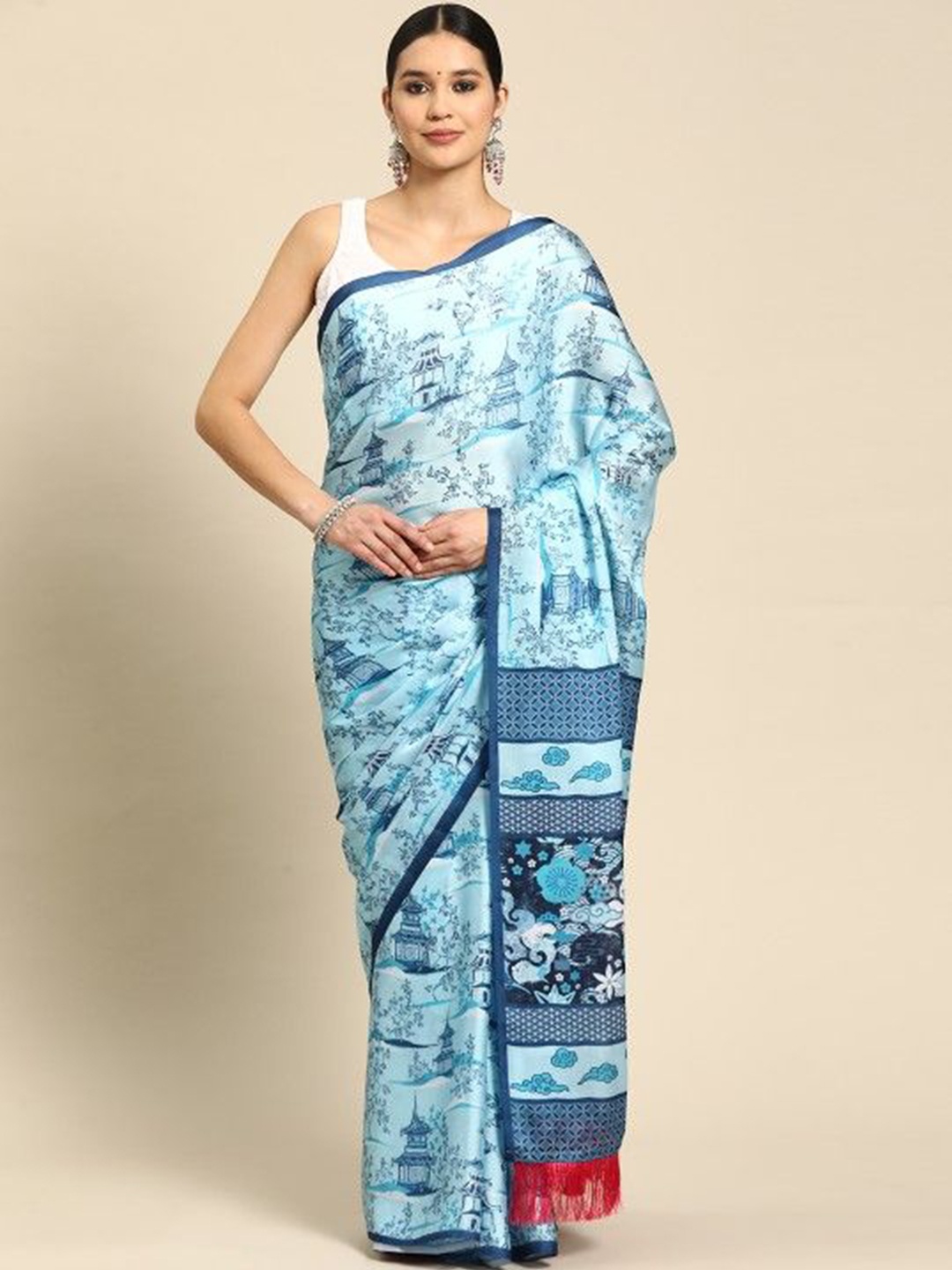 

VASTRANAND Pure Chiffon Saree, Blue