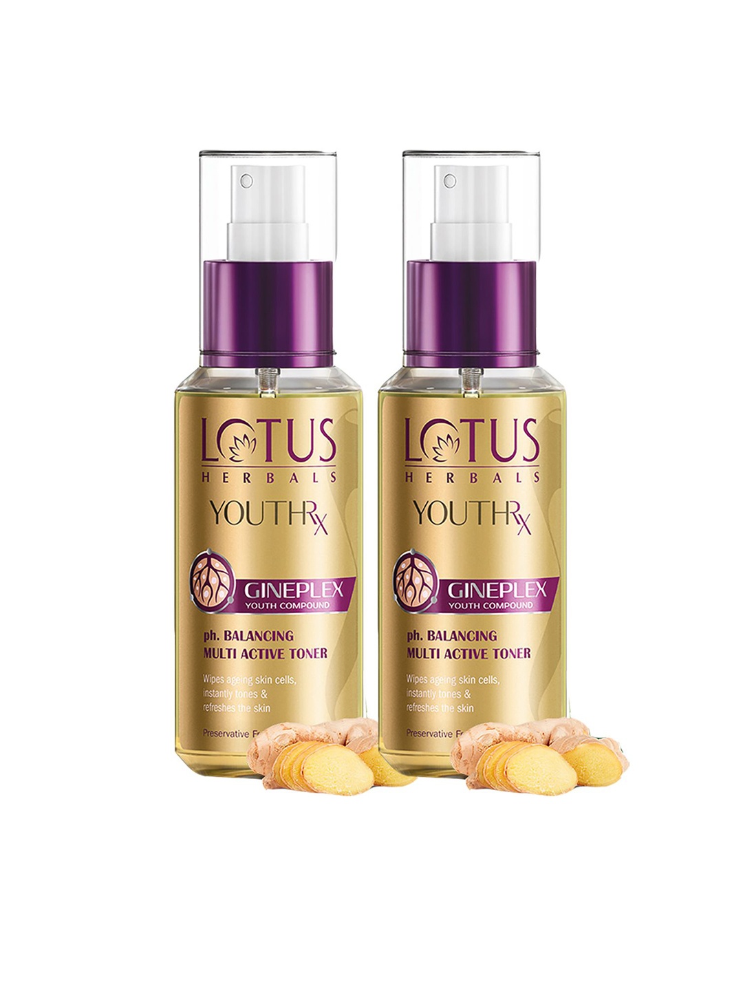 

Lotus Herbals Set of 2 YouthRx pH Balancing Multi Active Toner - 100 ml each, Gold