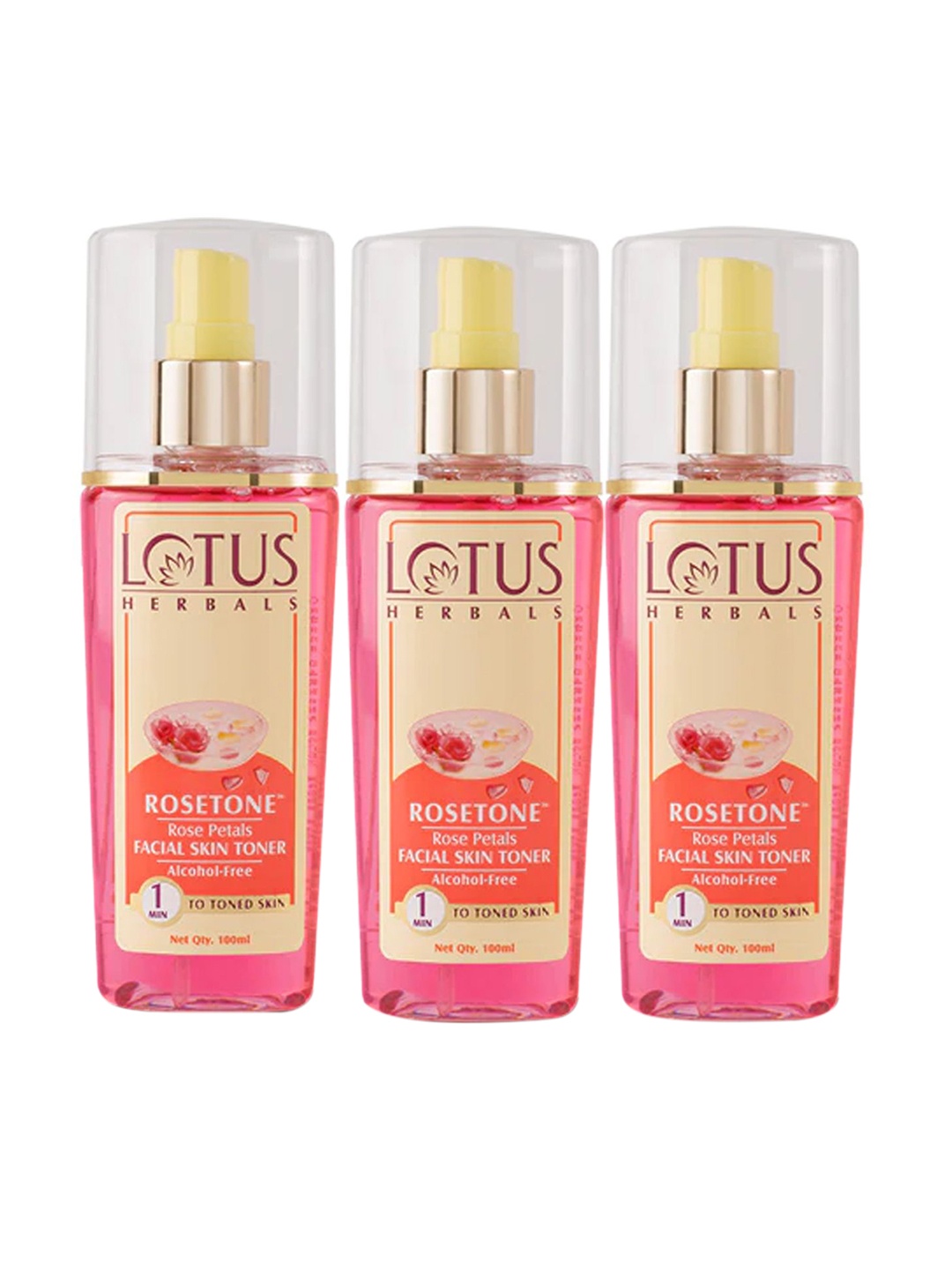 

Lotus Herbals Set of 3 Rosetone Rose Petals Facial Toner - 100 ml each, Pink