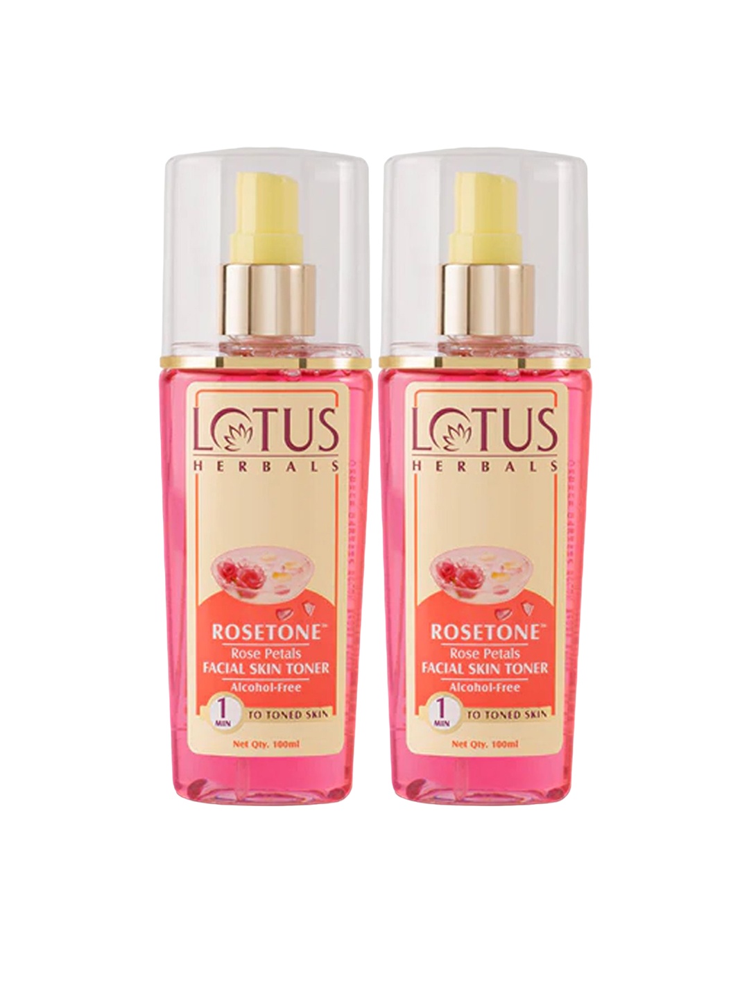 

Lotus Herbals Set of 2 Rosetone Rose Petals Facial Toner - 100 ml each, Pink
