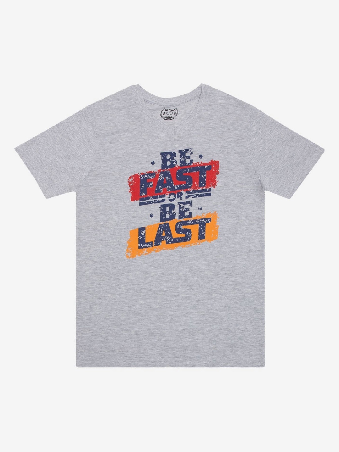 DYCA Men Typography Printed T-shirt, Grey melange