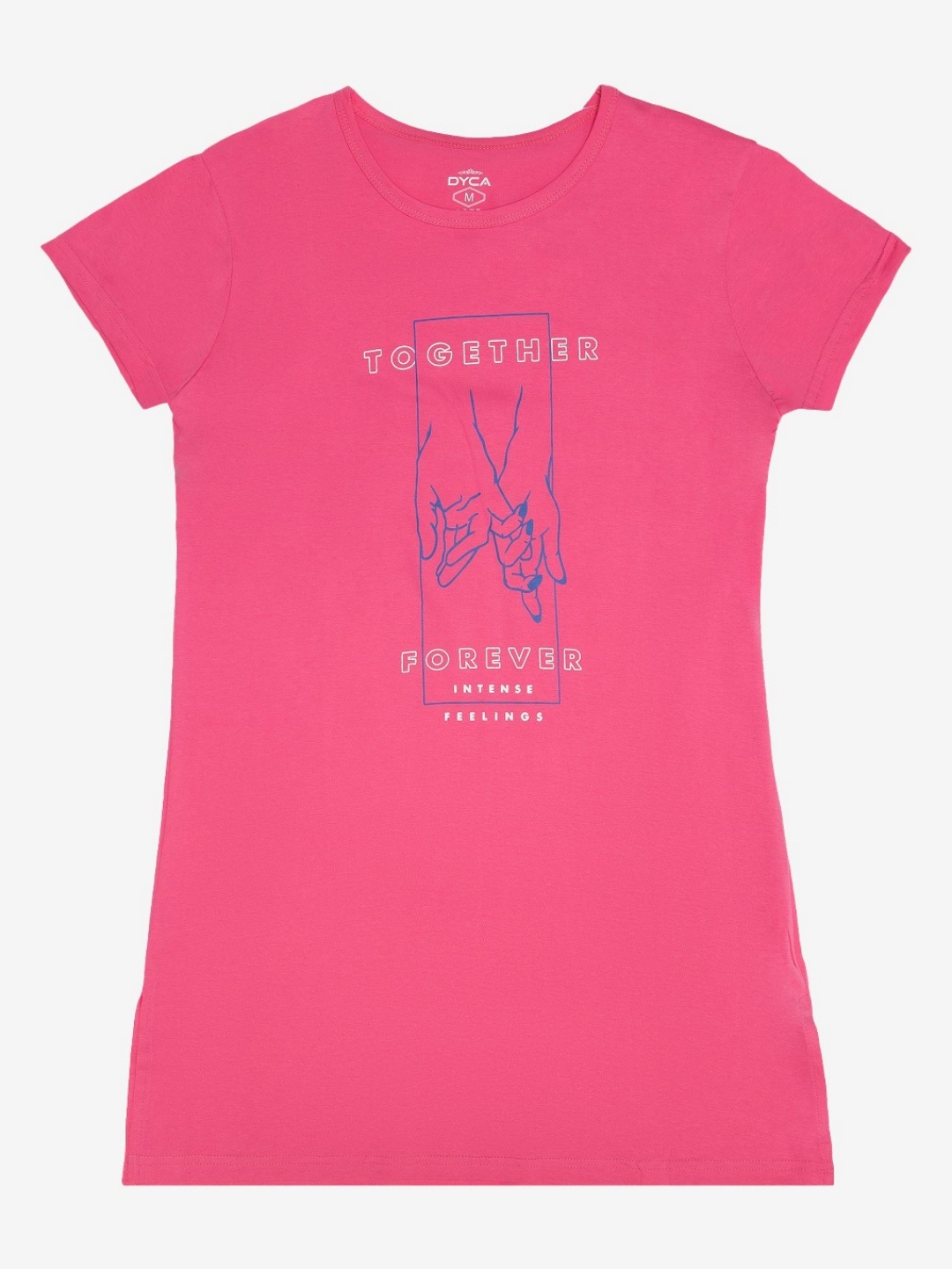 

DYCA Women Printed Round Neck Half Sleeves Tshirt, Pink
