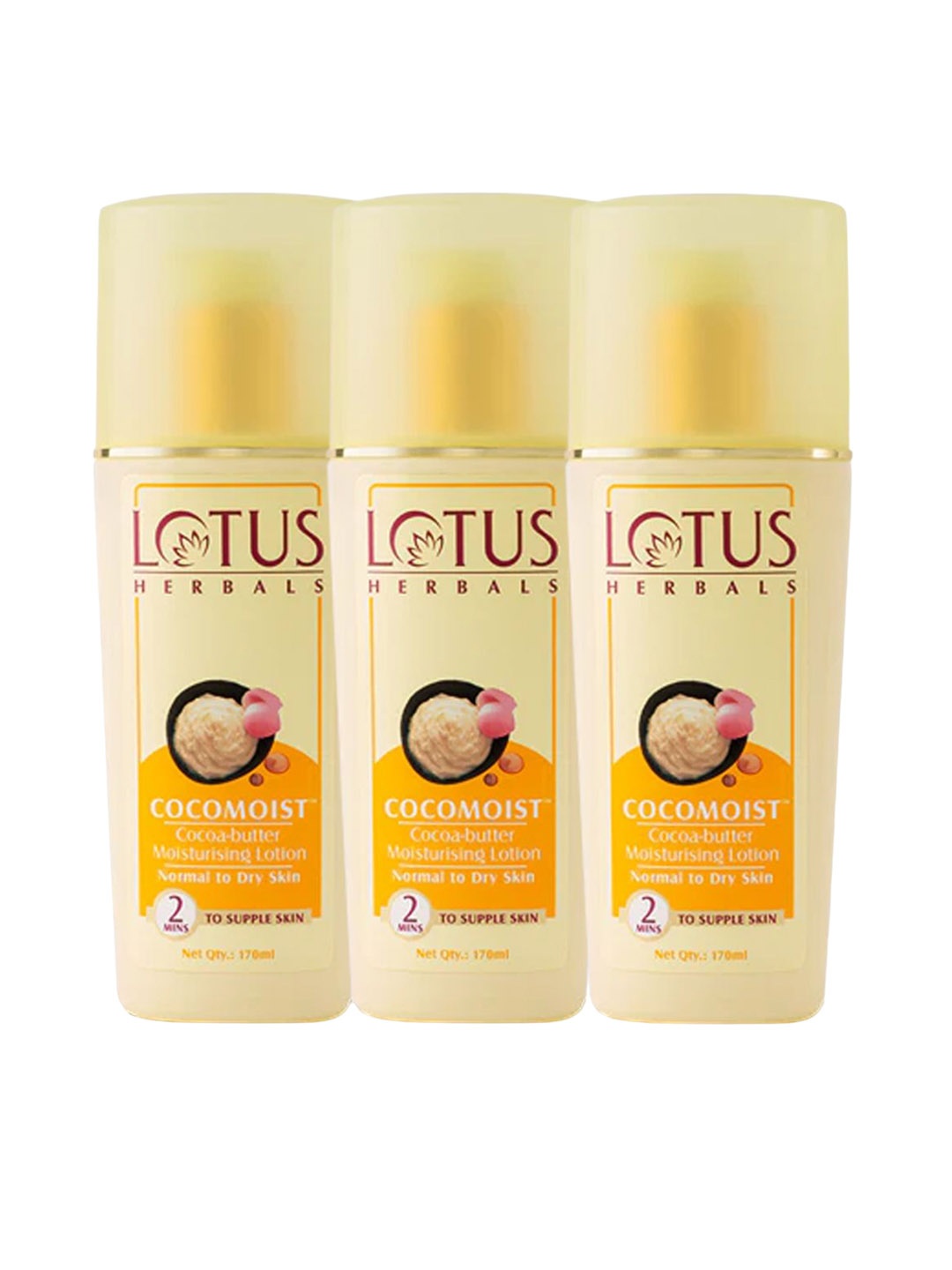

Lotus Herbals Cocomoist Set Of 2 Cocoa-Butter Moisturising Lotion -170ml Each, Yellow