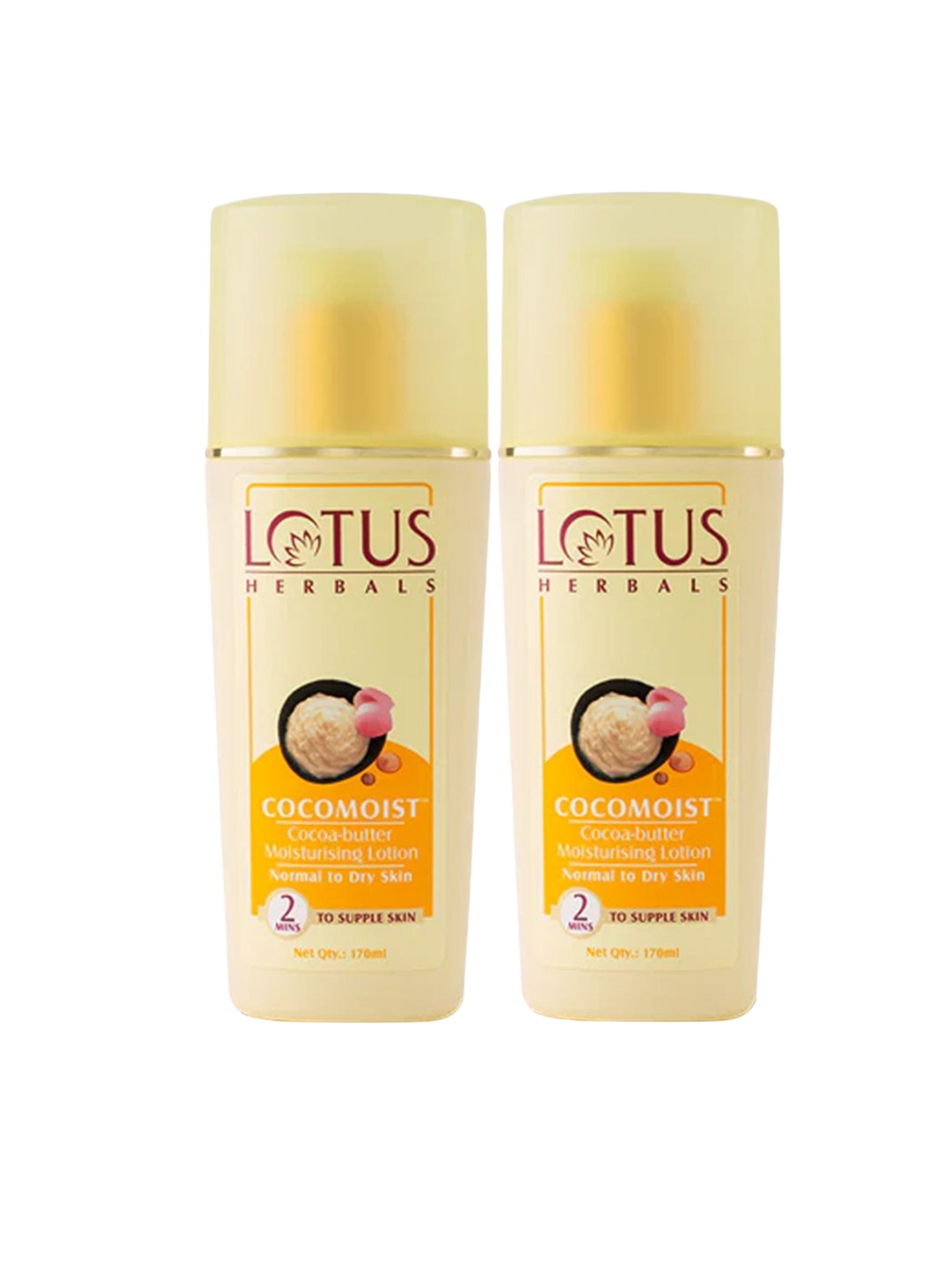 

Lotus Herbals Set Of 2 Cocomoist Cocoa-Butter Moisturising Lotion - 170ml Each, Yellow
