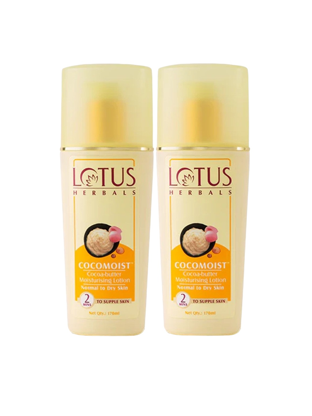 

Lotus Herbals Set Of 2 Cocomoist Cocoa-Butter Moisturising Lotion - 80ml Each, Yellow