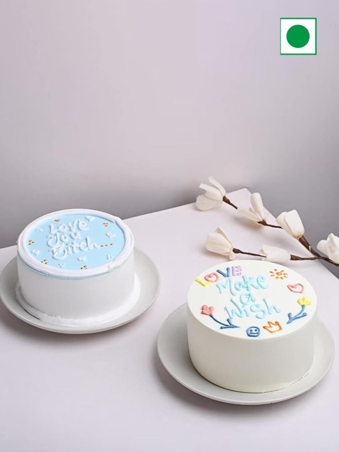

Floweraura Set of 2 Vanilla with Chocolate Flavour Round Eggless Mini Cakes -300g, White