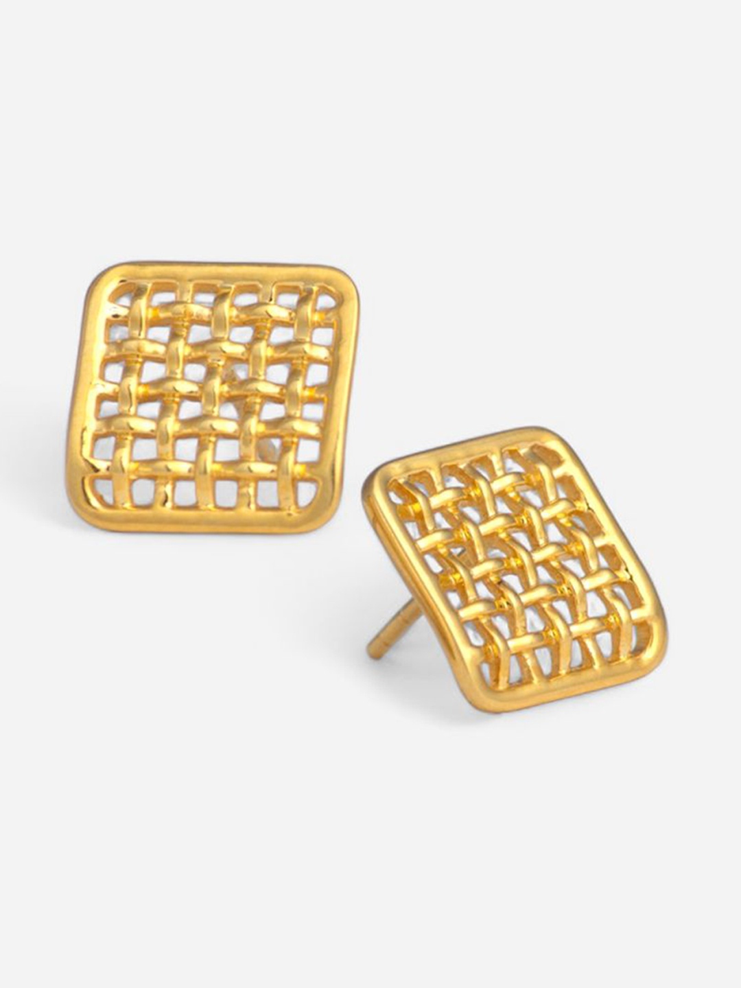 

Trisu 925 Silver Strength Mesh Studs Earrings, Gold