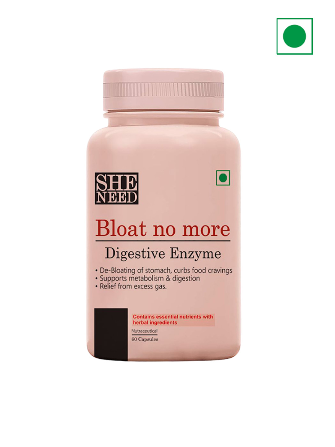 

SHENEED Women Bloat No More Digestive Enzyme Capsules - 60 Capsules, Pink