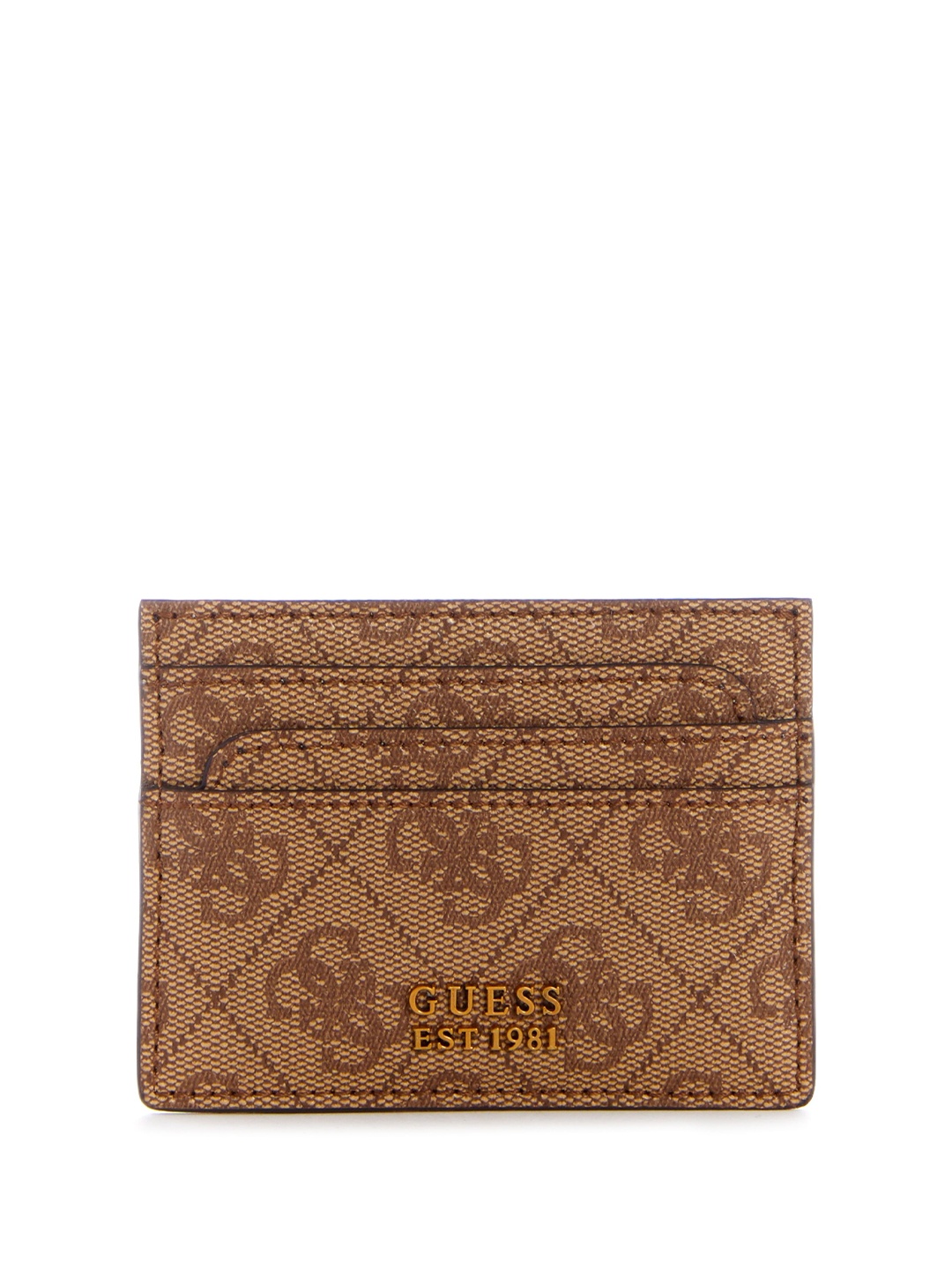 

GUESS Women Ethnic Motifs Printed PU Card Holder, Tan