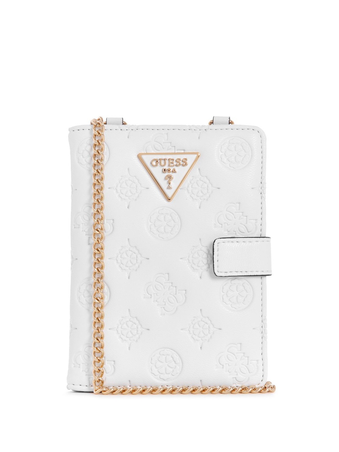

GUESS Women Brand Logo Kiss Clasp PU Card Holder, White
