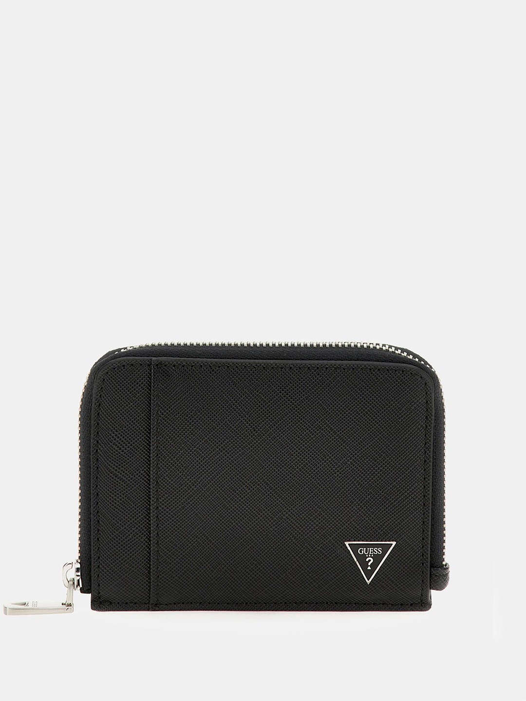 

GUESS Men PU Zip Around Wallet, Black