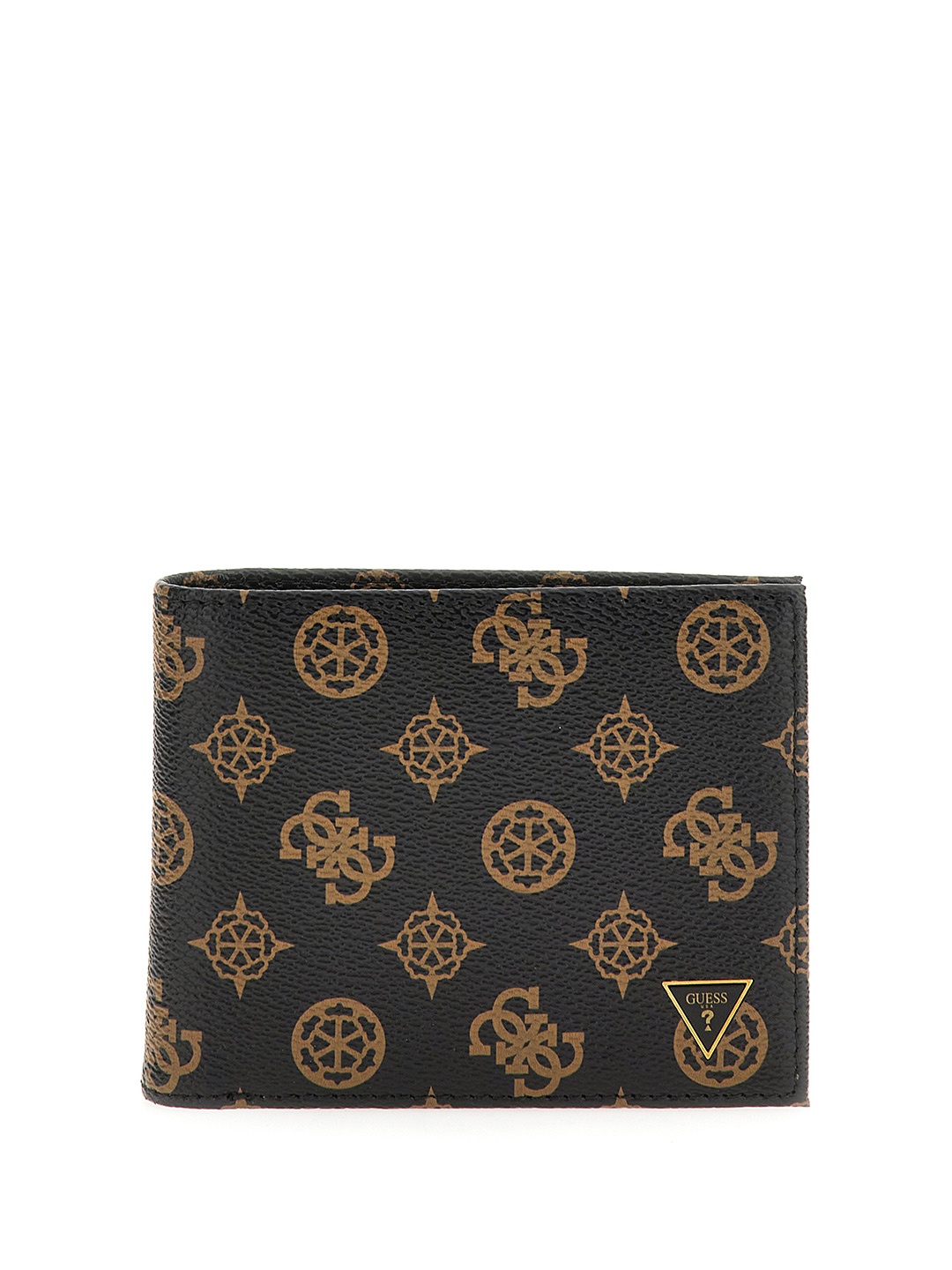 

GUESS Men Ethnic Motifs Printed PU Two Fold Wallet, Brown