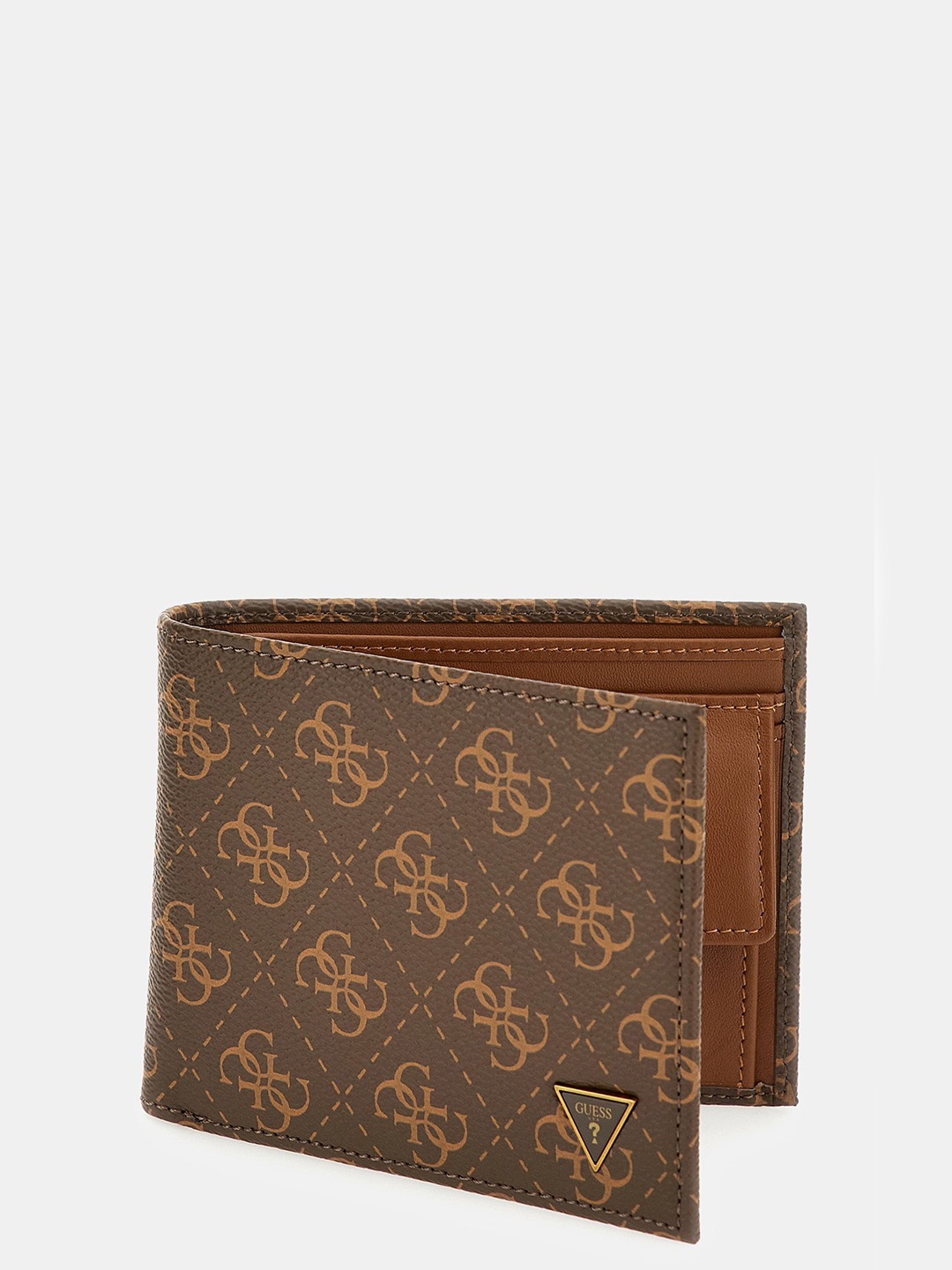 

GUESS Men Brand Logo Printed PU Card Holder, Brown