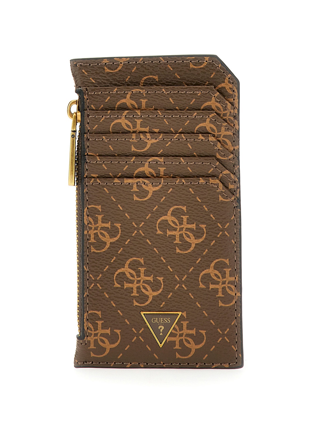 

GUESS Men Brand Logo Printed PU Zip Around Wallet, Brown