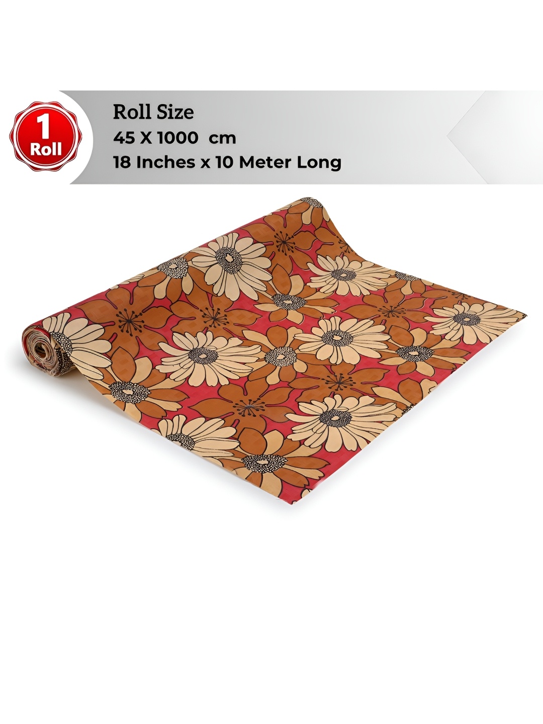 

LooMantha Orange & Beige Floral Printed Water Resistant Shelf Liner Organisers