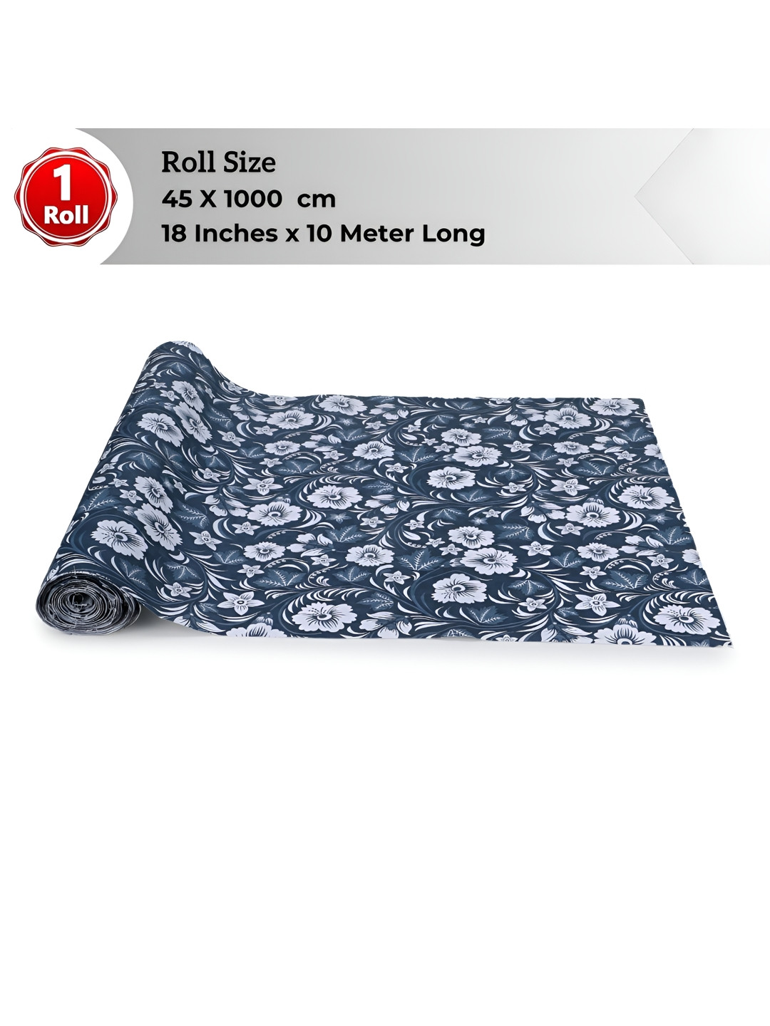 

LooMantha Blue & Grey Floral Printed Water Resistant Shelf Liner Organisers