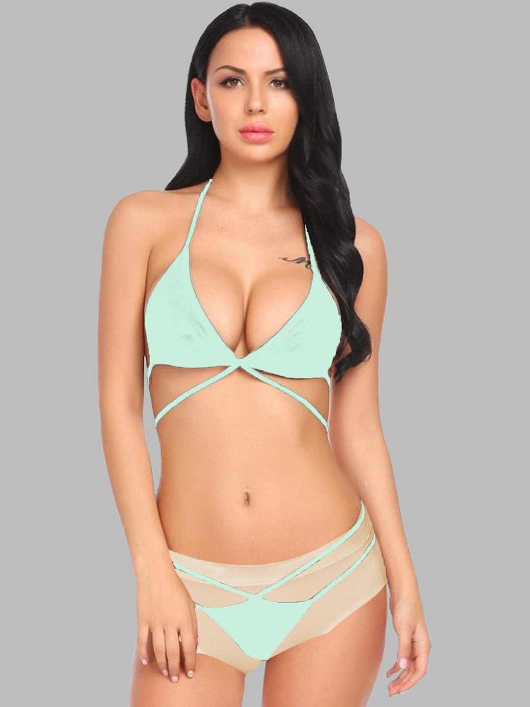 

Krelin Women Solid Mid-Rise Non Padded Lingerie Set BK-8-C-GRN-P1, Sea green